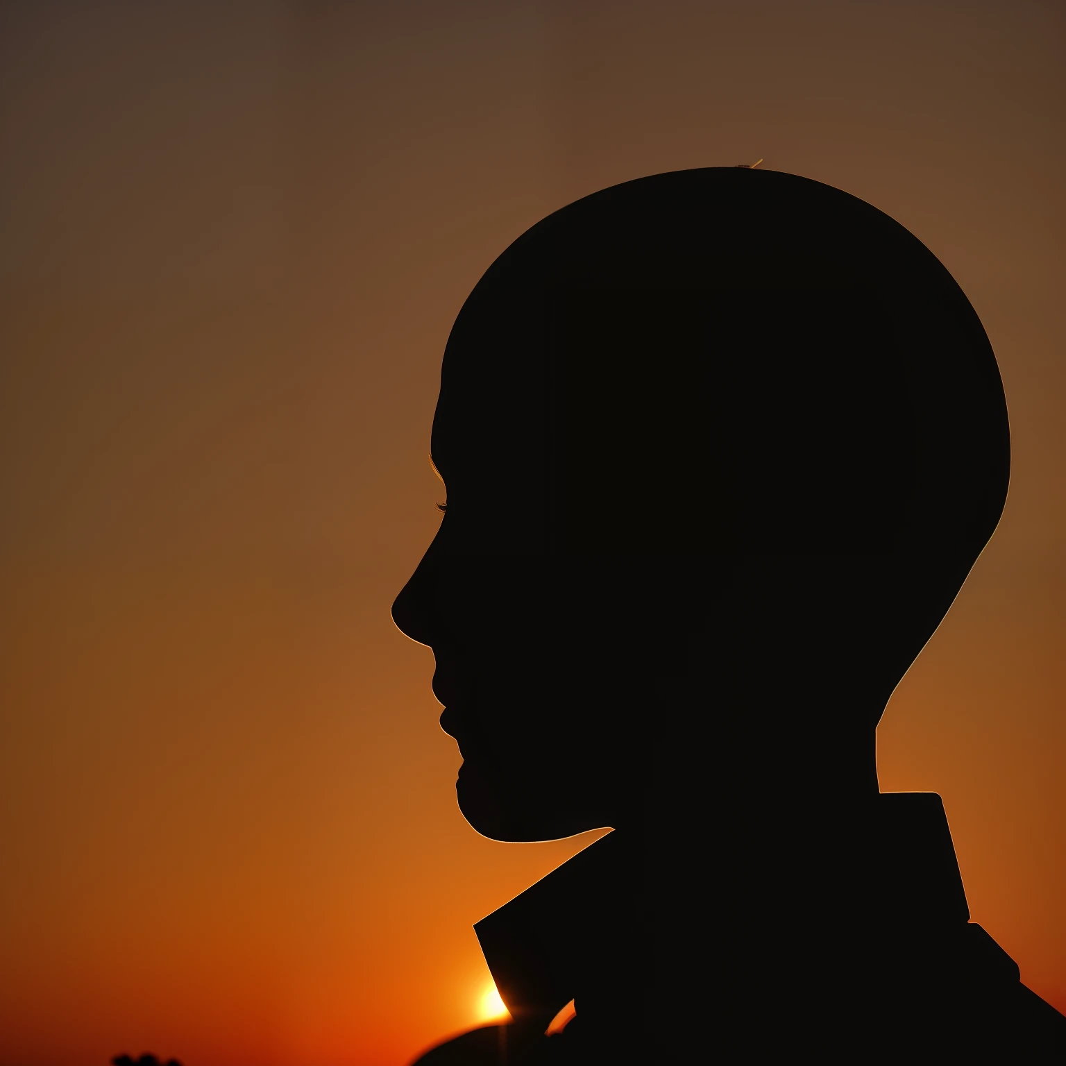 A silhouette of cool young boy, no hair