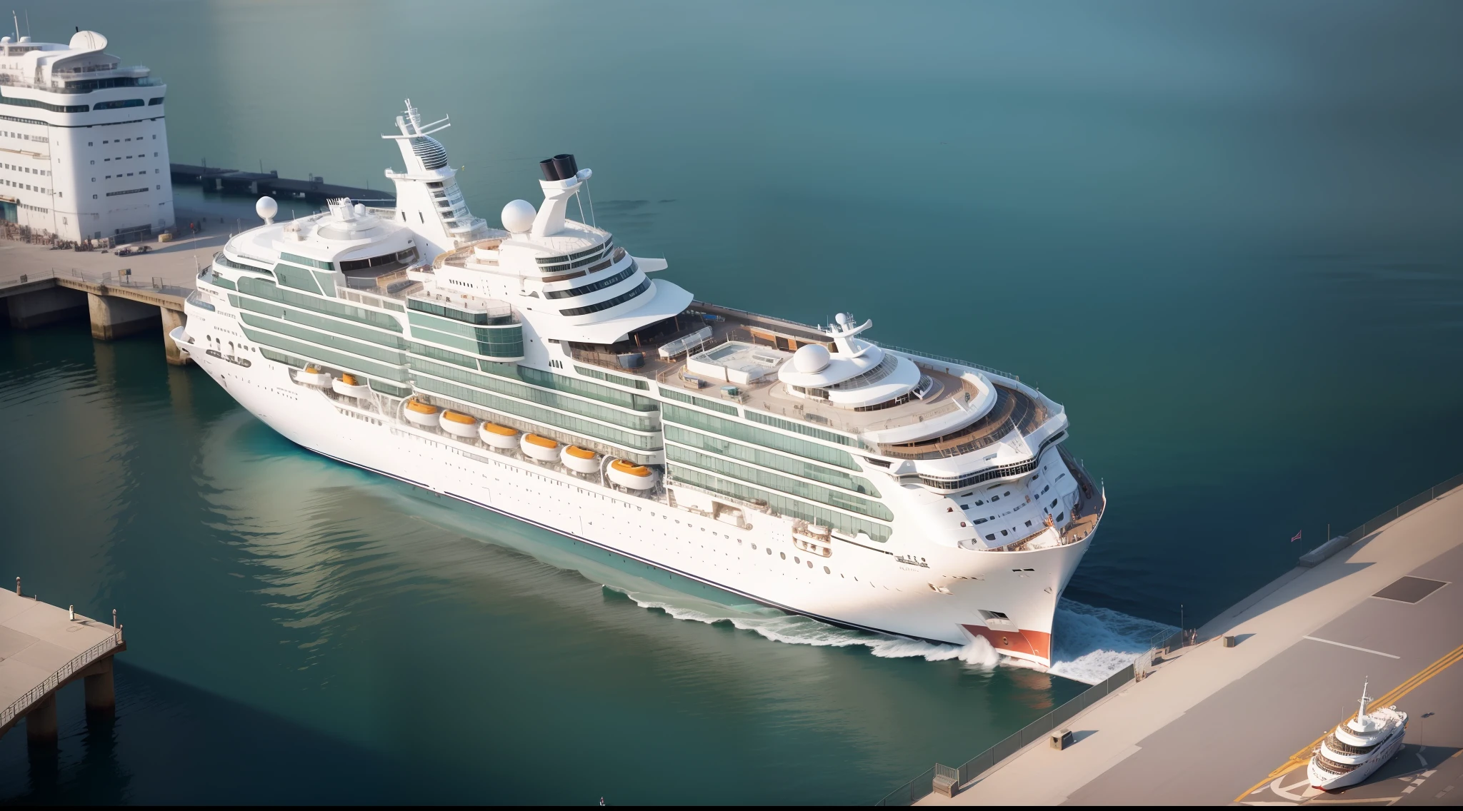 A white cruise ship near the docks in day time.