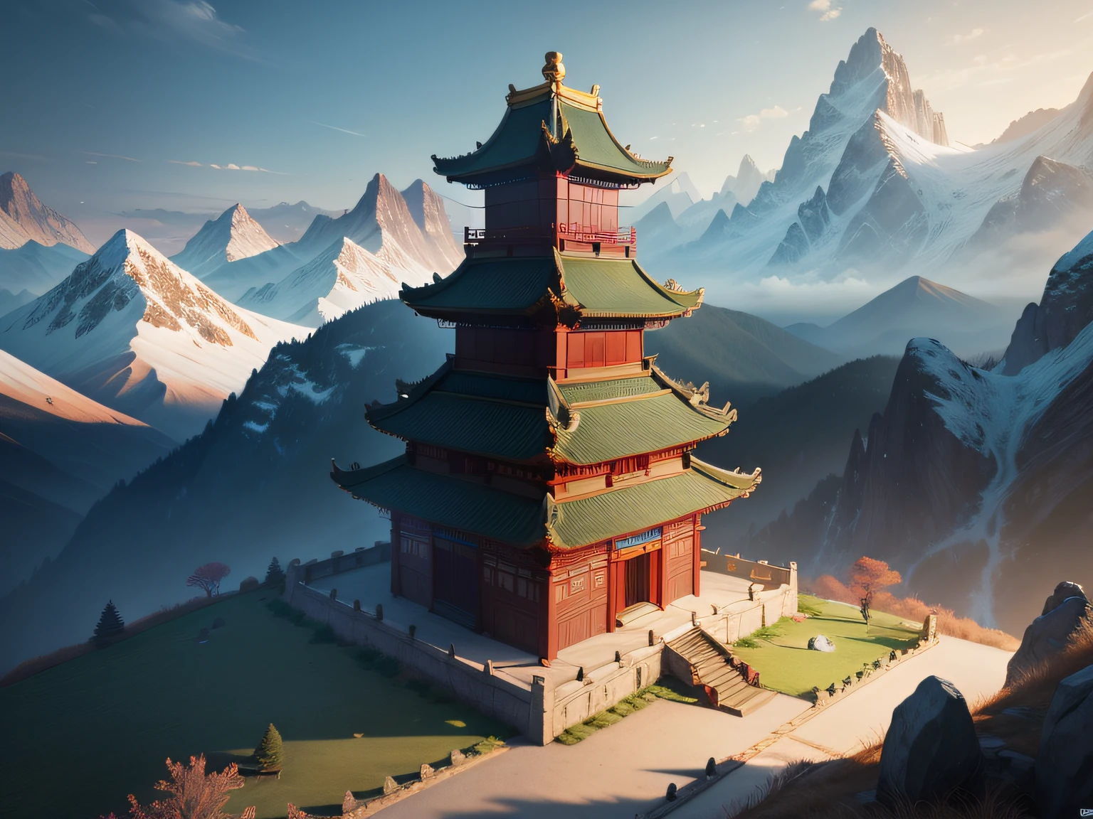 tmasterpiece，A high resolution，3D，CG animation，exteriors，Chinese mythology and stories，Inspired by the Classic of Mountains and Seas，