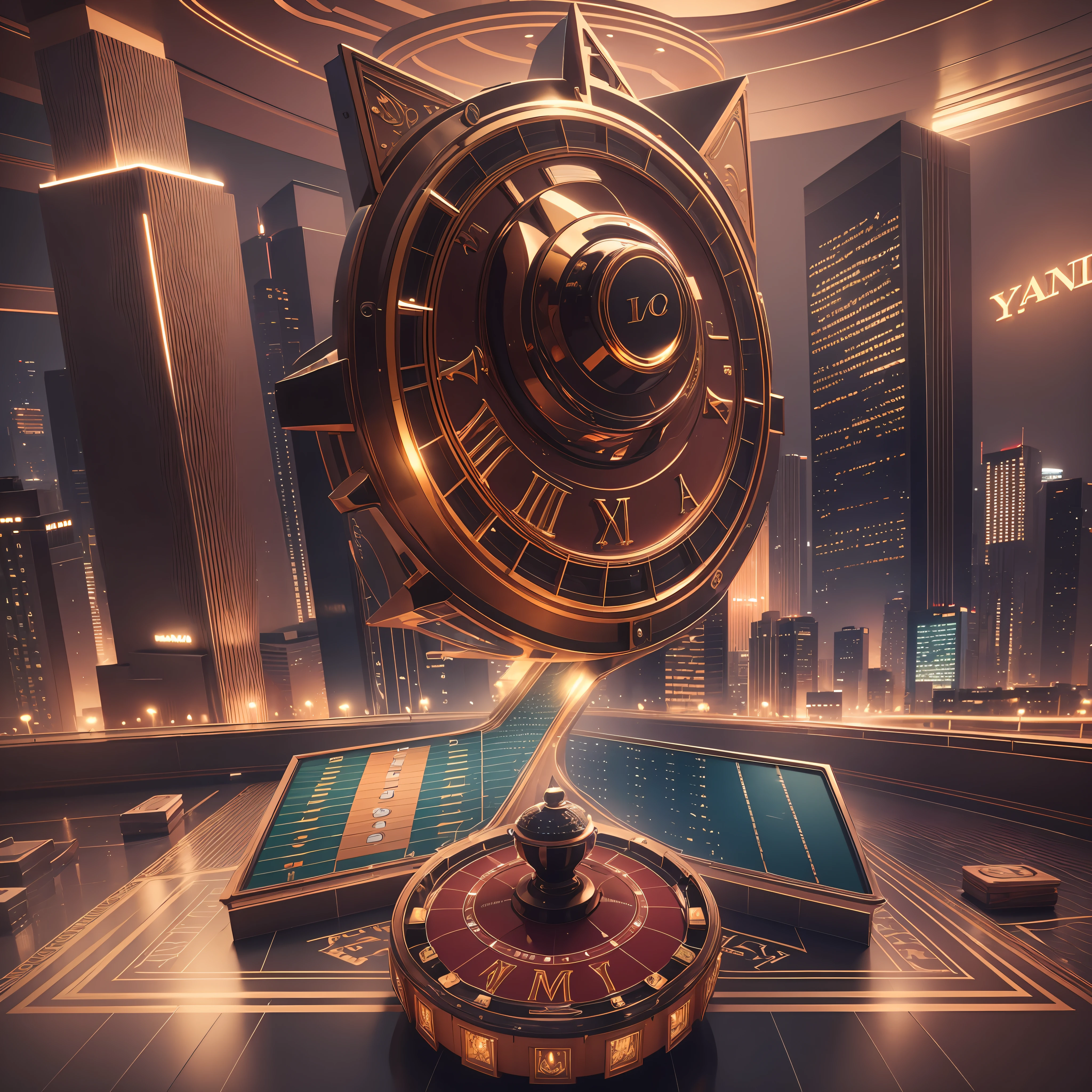 Y.L name and casino logo 3D Cgi solid brown color mix highly detailed 8k resolution --auto --s2