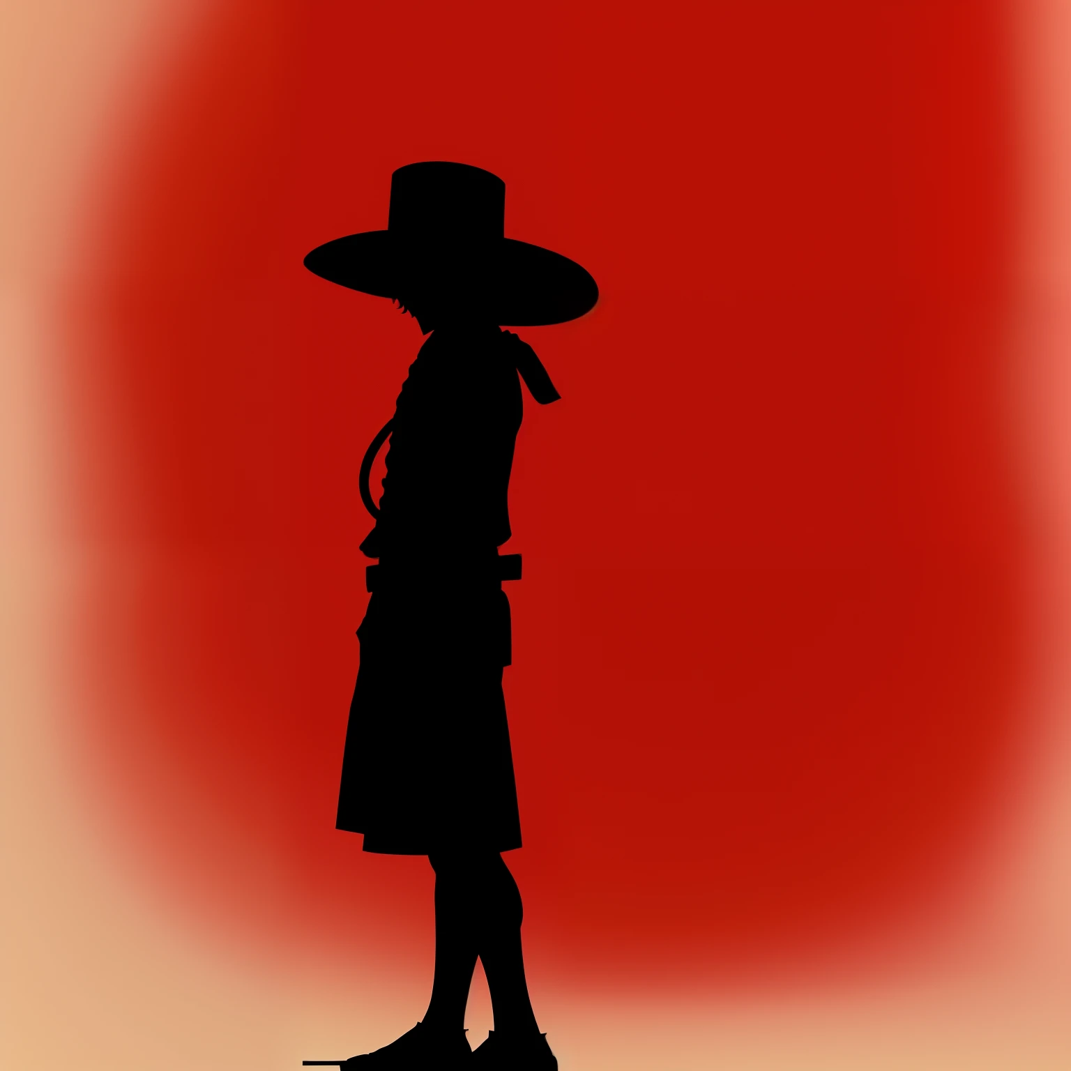 A silhouette of Luffy, red and black colour