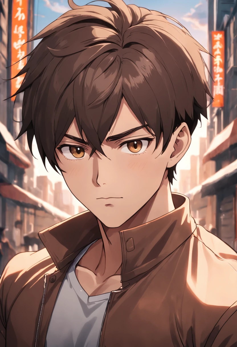 Young business man, light tan skin with a athletic muscular body, dark brown hair, hairstyle is a textured cut with a low drop fade, striking brown eyes with a beauty mark under his right eye, absurdres, high res, ulltrasharp, 8K, masterpiece