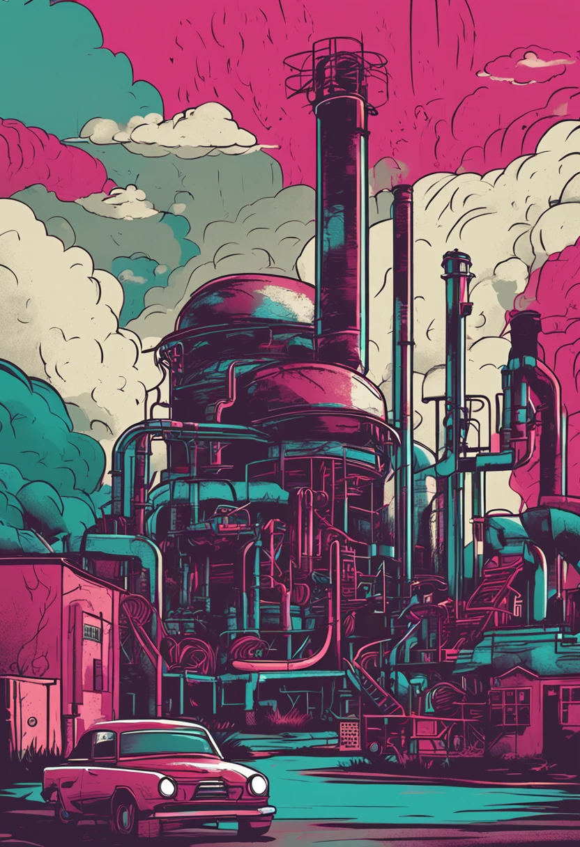 background with polluting industry