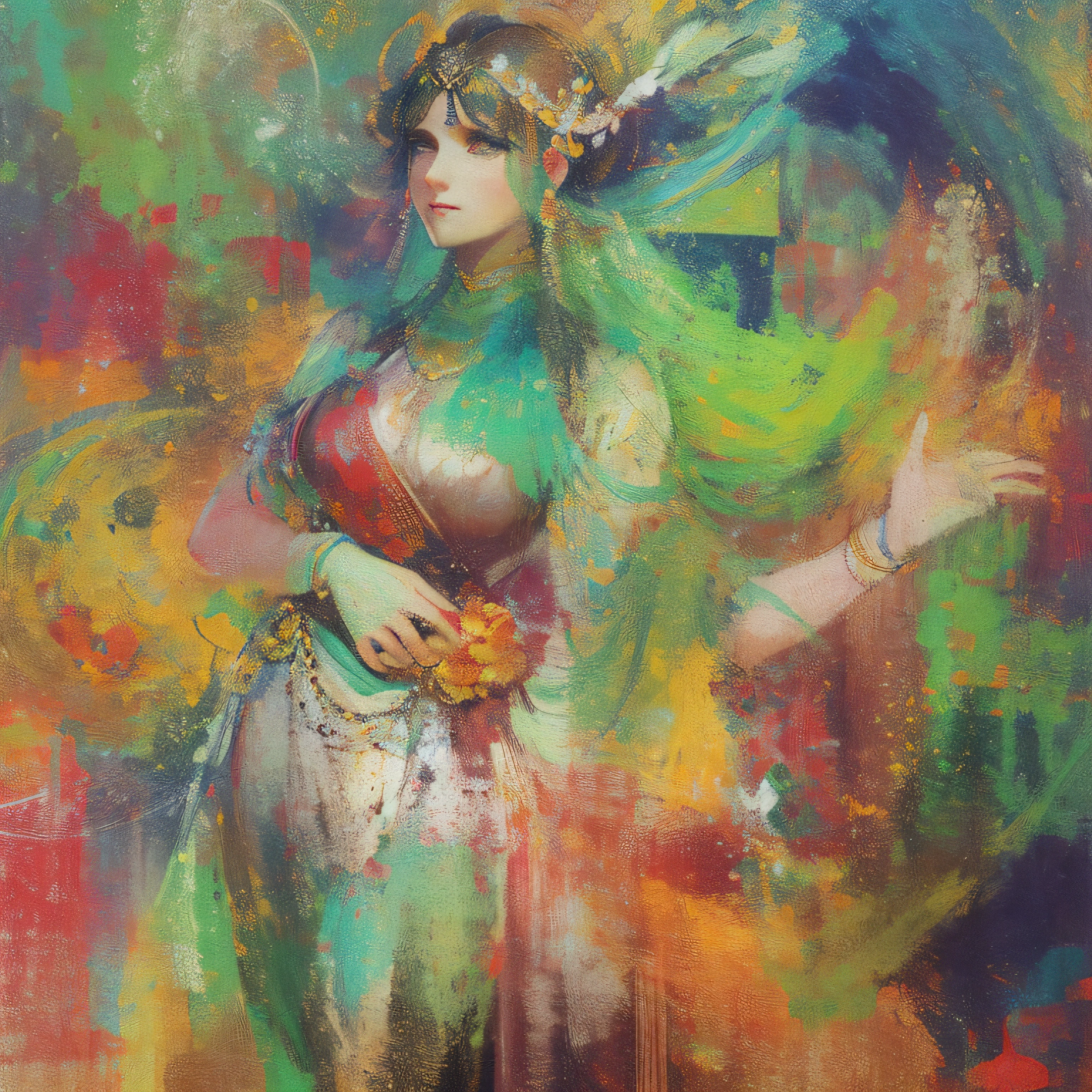 A painting of a woman from ancient Greece, abstrato.