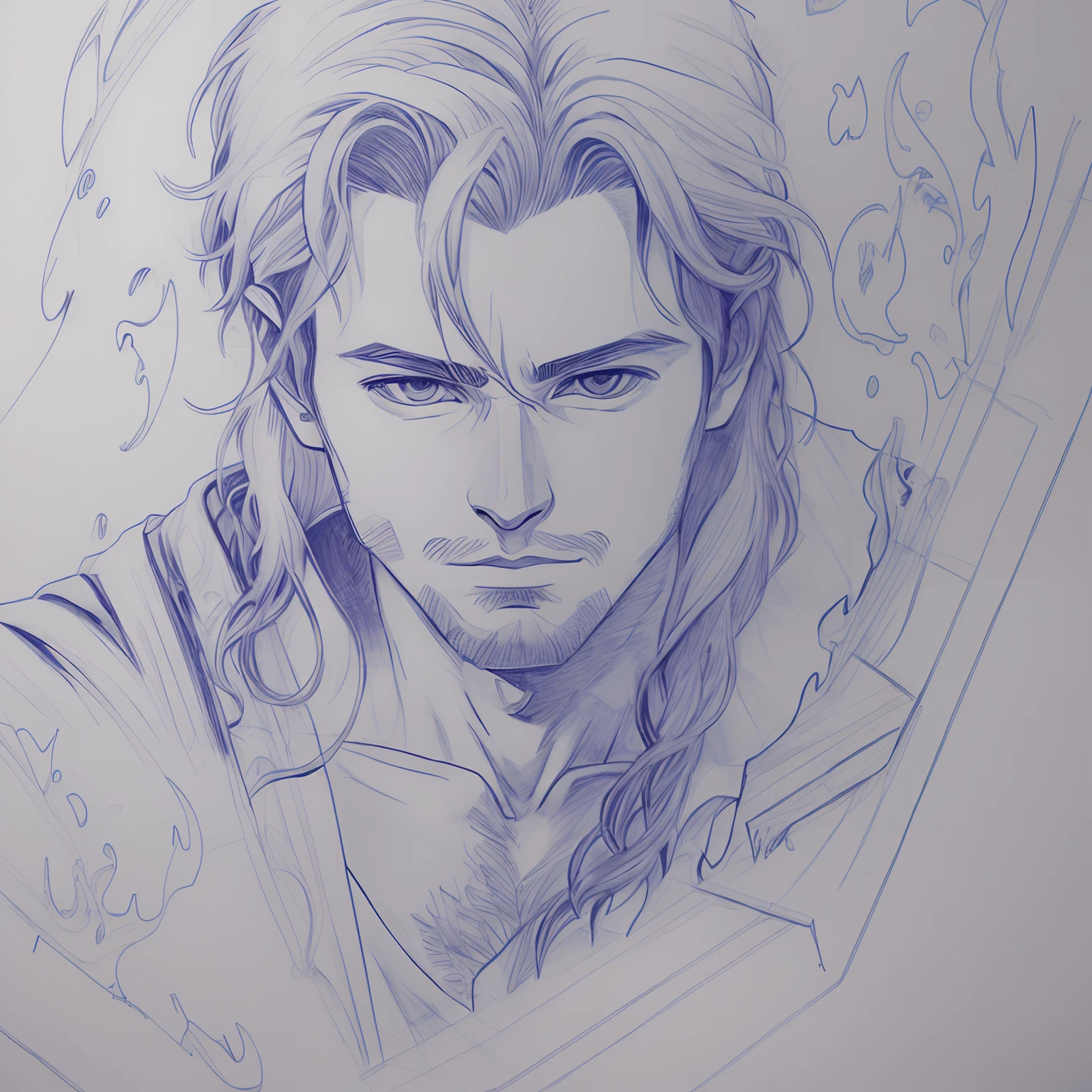 an anime line drawing of linus_sebastian,