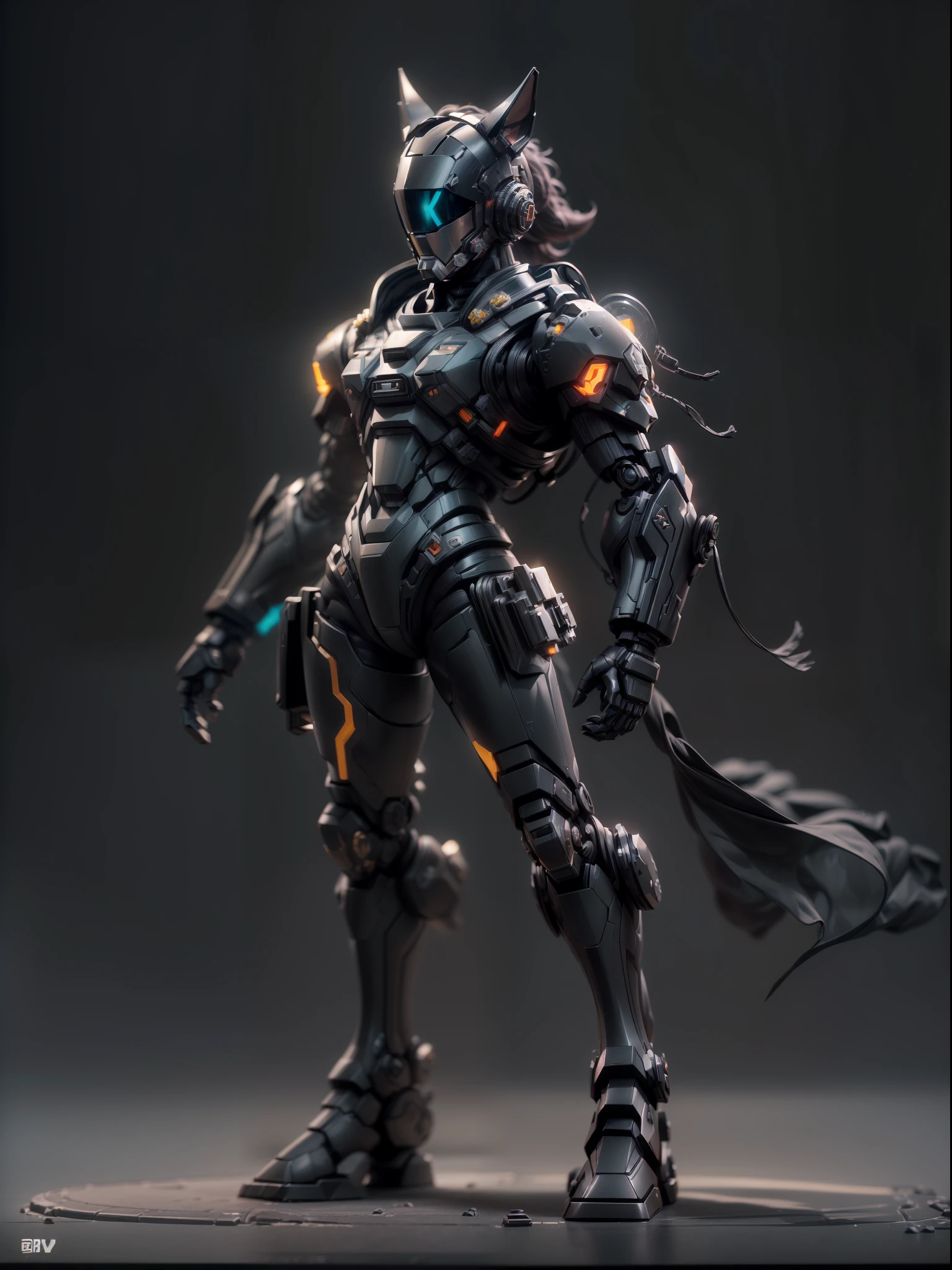 (Blind box toy style:1.3),((Full body shot)),(anthropomorphism),(1 strong horse warrior,solo)(((solo))),opaque mask,transparent plastic mecha,dreamy glow, cyberpunk style,Clean black background,black style,(circular base)( Global illumination, Ray tracing, hdr, unreal render,reasonable design, high detail, Masterpiece, Best quality, hyper HD, Cinematic lighting)