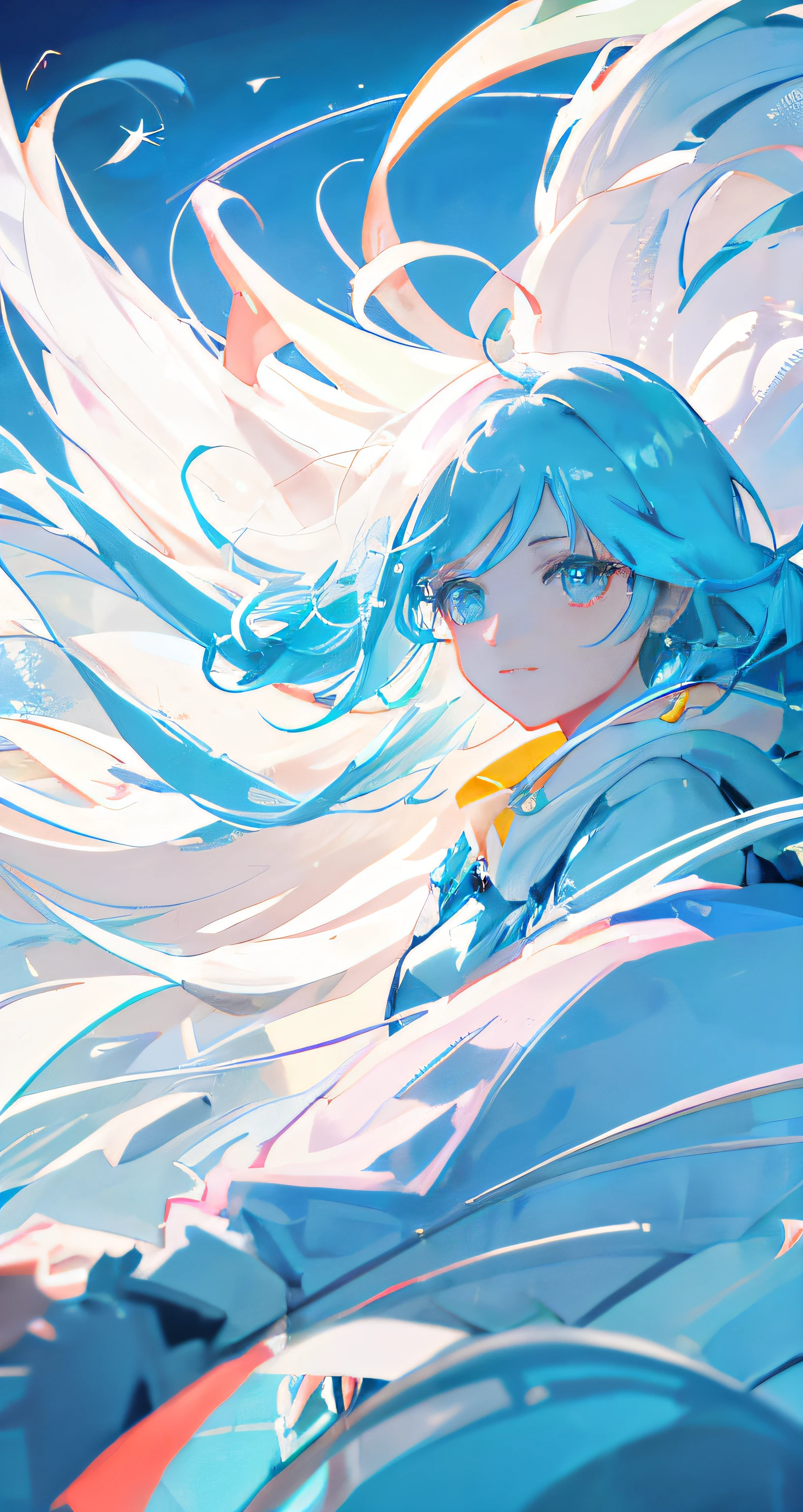 anime girl with blue hair and blue eyes in a blue dress, style of anime4 K, Digital anime art, anime styled digital art, Anime art wallpaper 8 K, Anime girl with teal hair, Digital art on Pixiv, Anime art wallpaper 4 K, Anime art wallpaper 4k, Detailed digital anime art, advanced digital anime art ”, Digital anime illustration, Anime artwork,ssmile