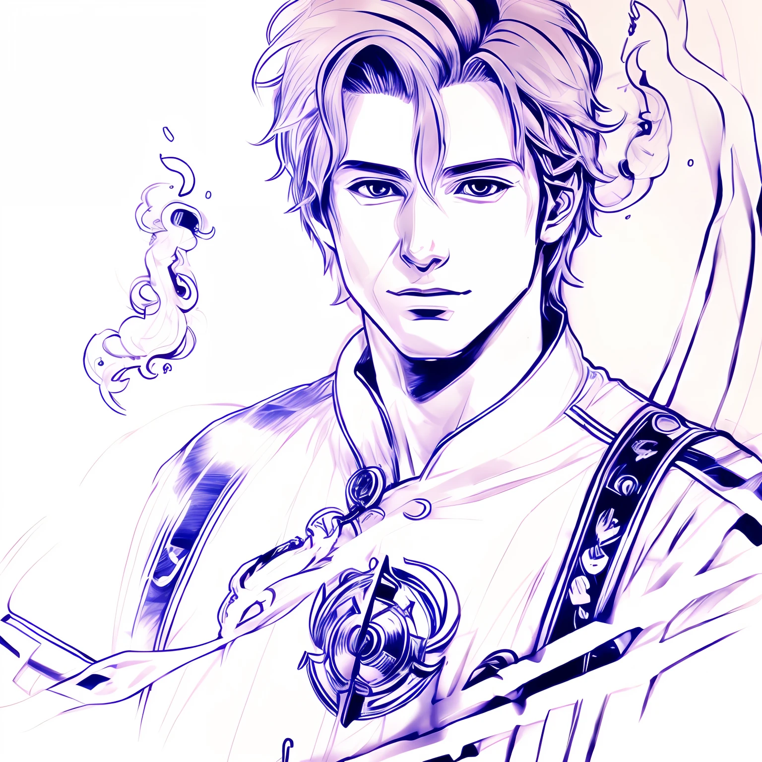 an anime line drawing of linus_sebastian,