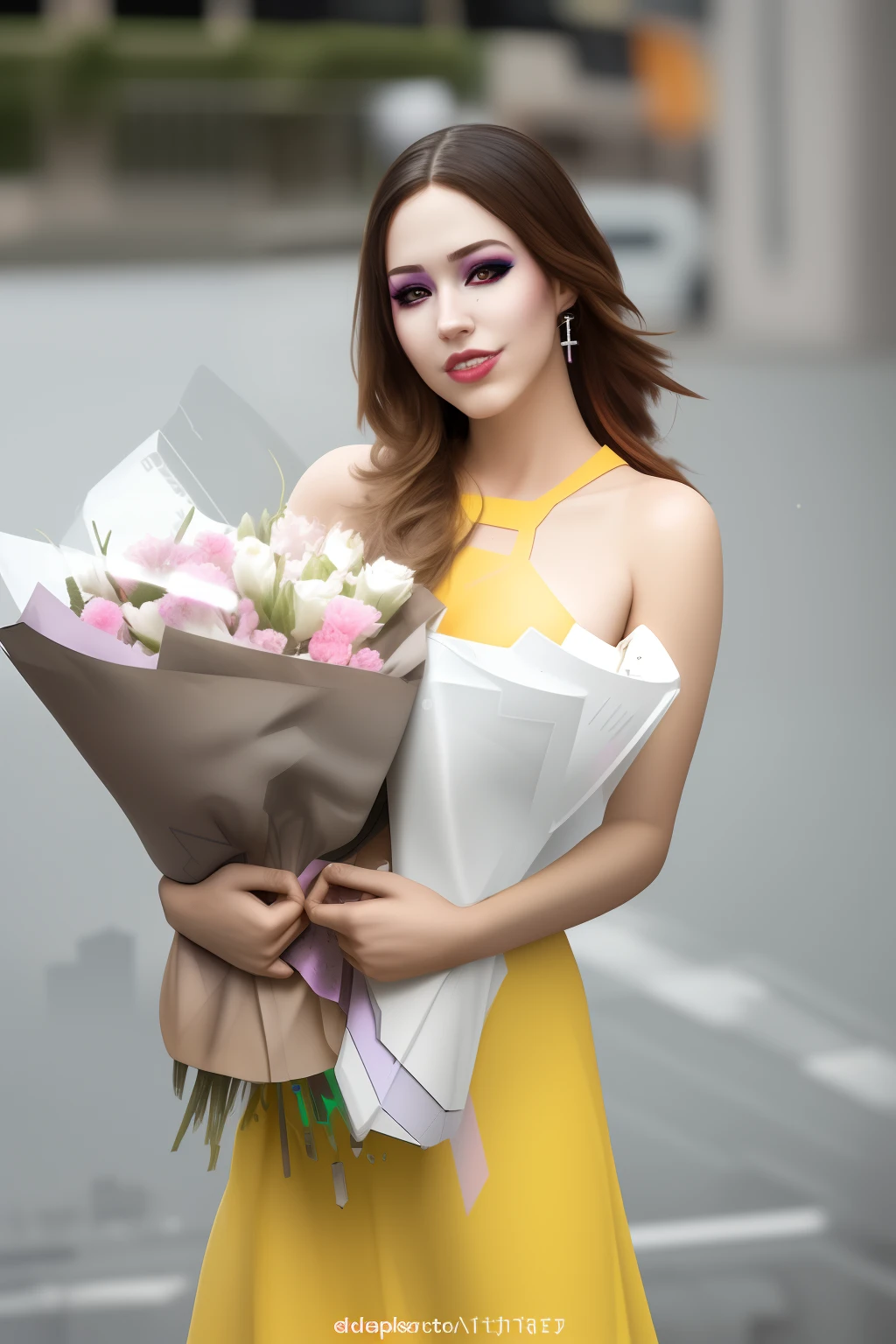 A pretty girl, cyberpunk theme