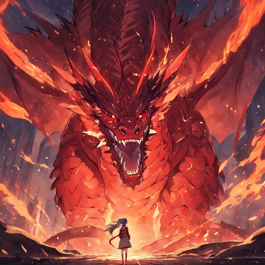 dragon lord, red dragon, gigantic, climbing out of volcano, hyper realistic, fully detailed, blazing eyes