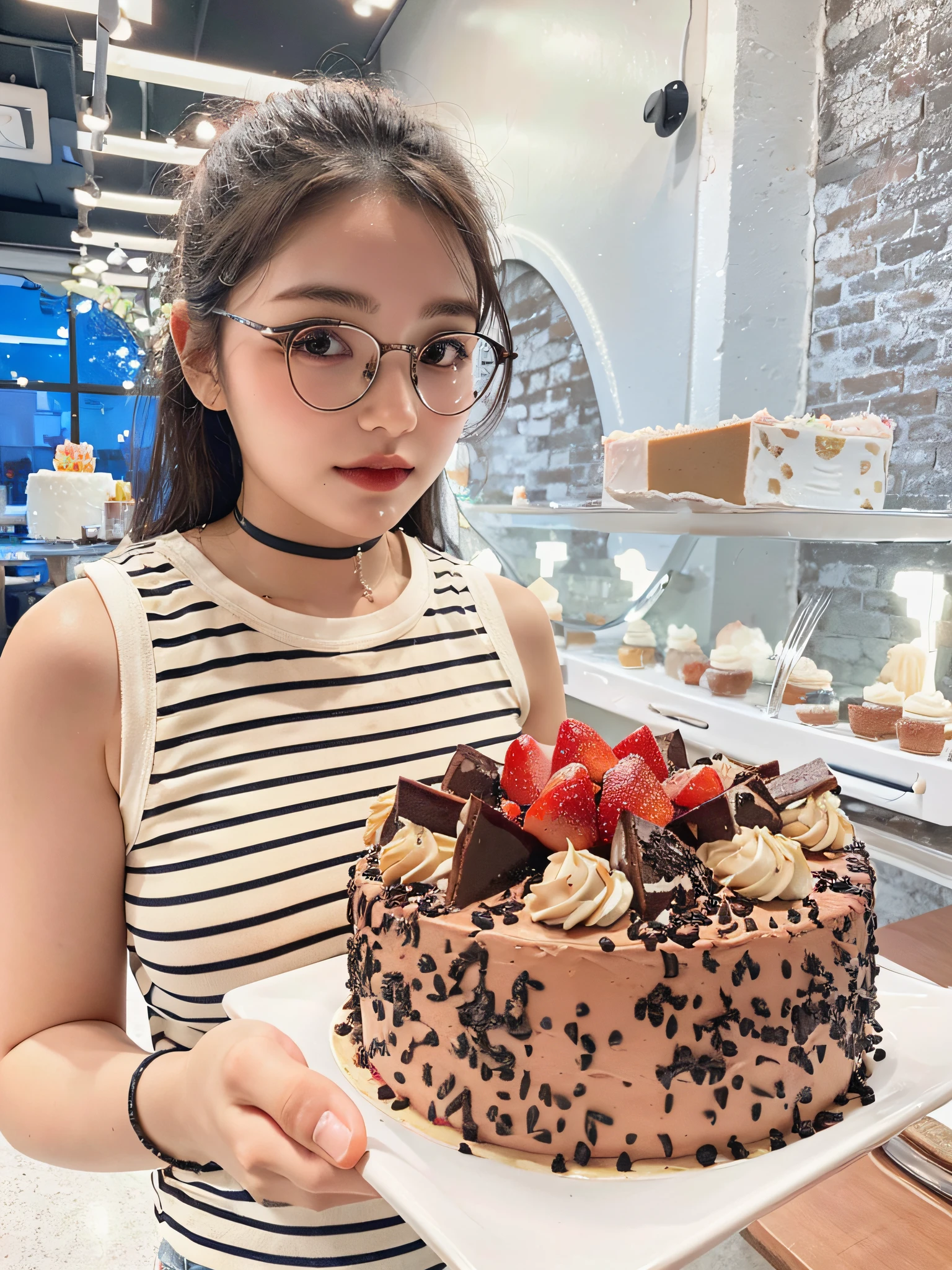 woman holding a plate with a cake and strawberries on it, holding a birthday cake, cake in hand, 21 years old, 2 2 years old, eating cakes, 1 6 years old, 2 8 years old, 2 7 years old, 2 3 years old, 2 9 years old, 2 4 years old, 18 years old, eating