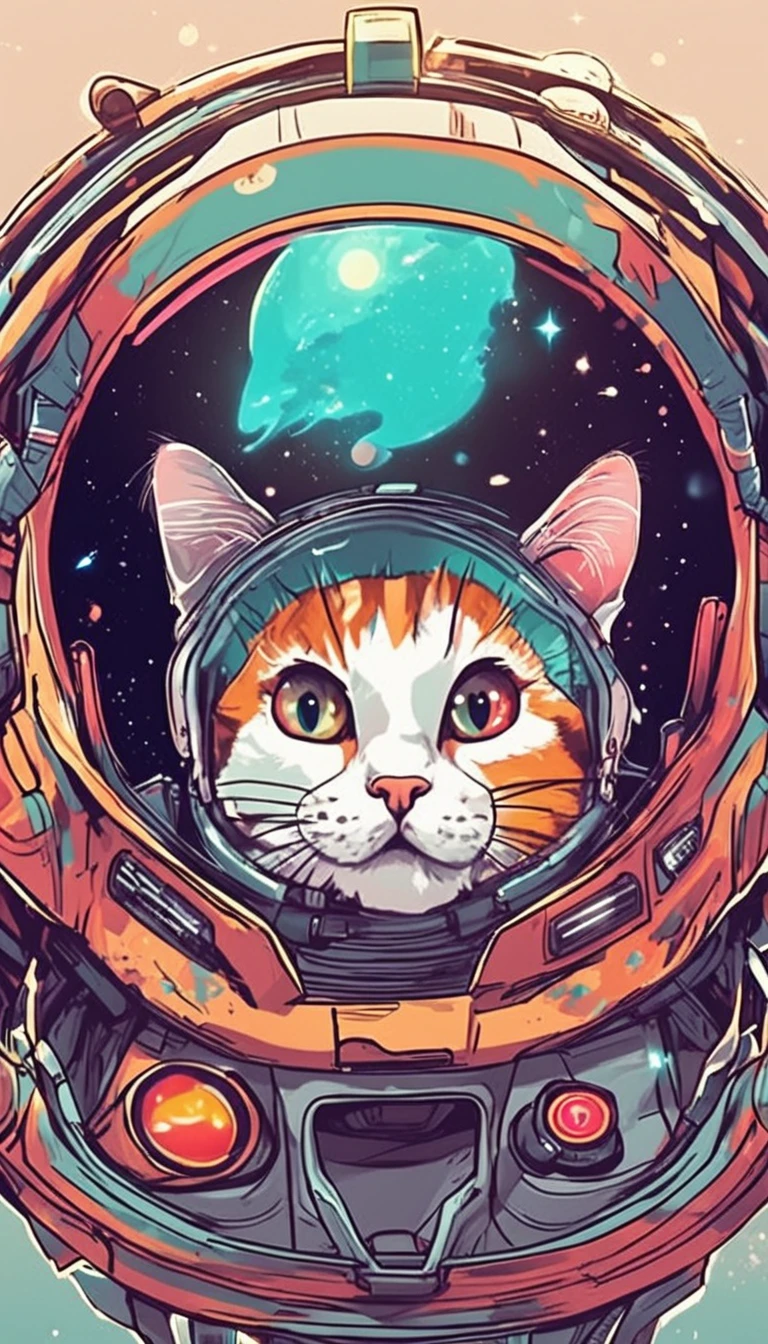 Space cat, Interesting and surprised, For stickers