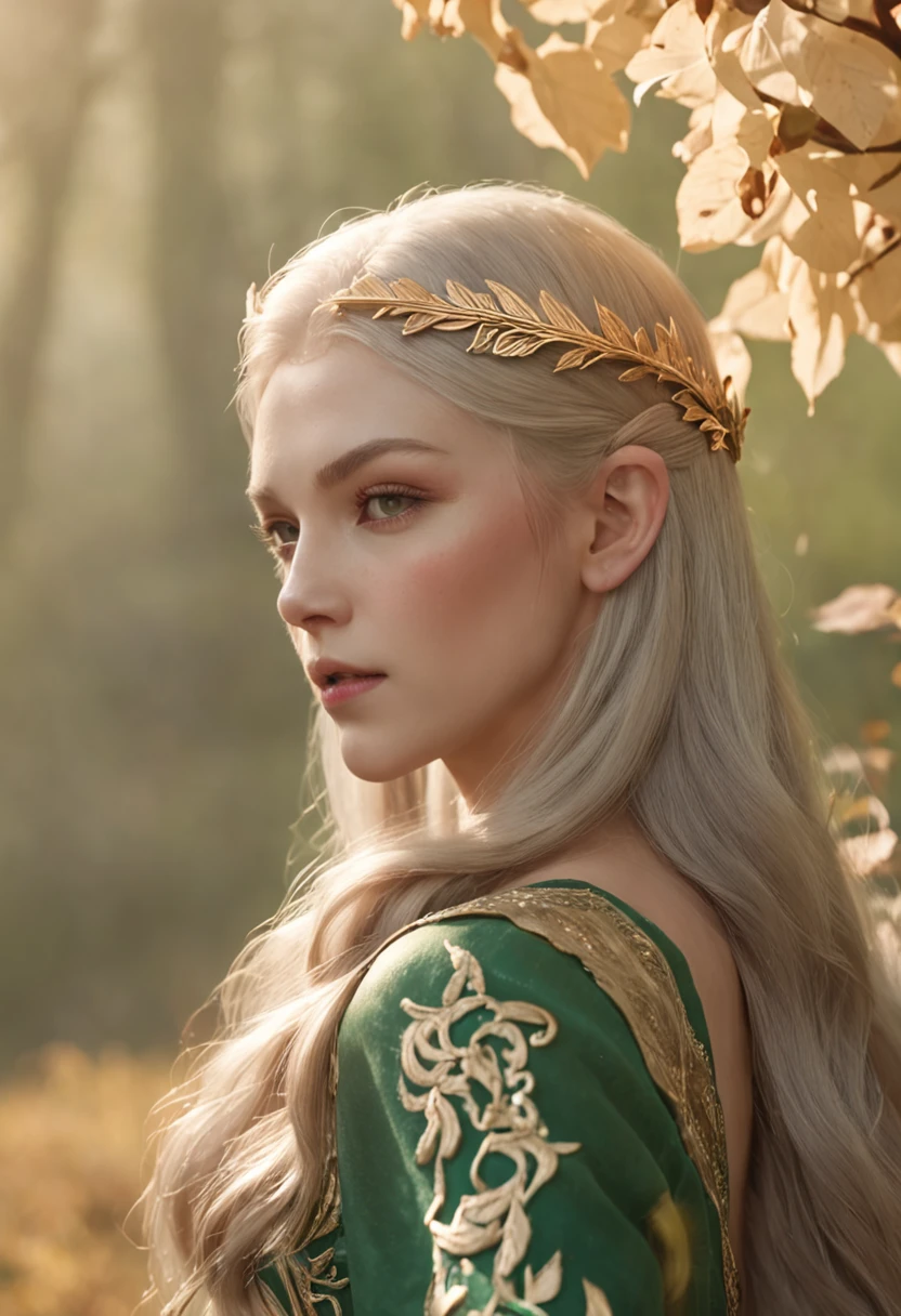 The elven princess leaned against the emerald grass,She was armed with a bow and arrow,Gaze into the distance。Her long hair flowed,A golden glow shimmers in the sunlight。The surrounding flowers bloom with colorful colors,A gentle breeze blows the leaves,Fallen leaves fluttered around her。The whole scene is full of mystery and tranquility,It was as if time also stood still at this moment。8K分辨率。