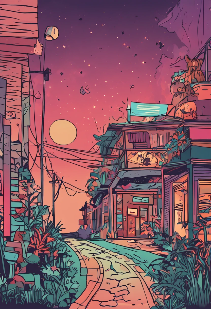 um gato, noite sombria ::n_desenho de estilo, Low-quality imperfection, jogo, anime