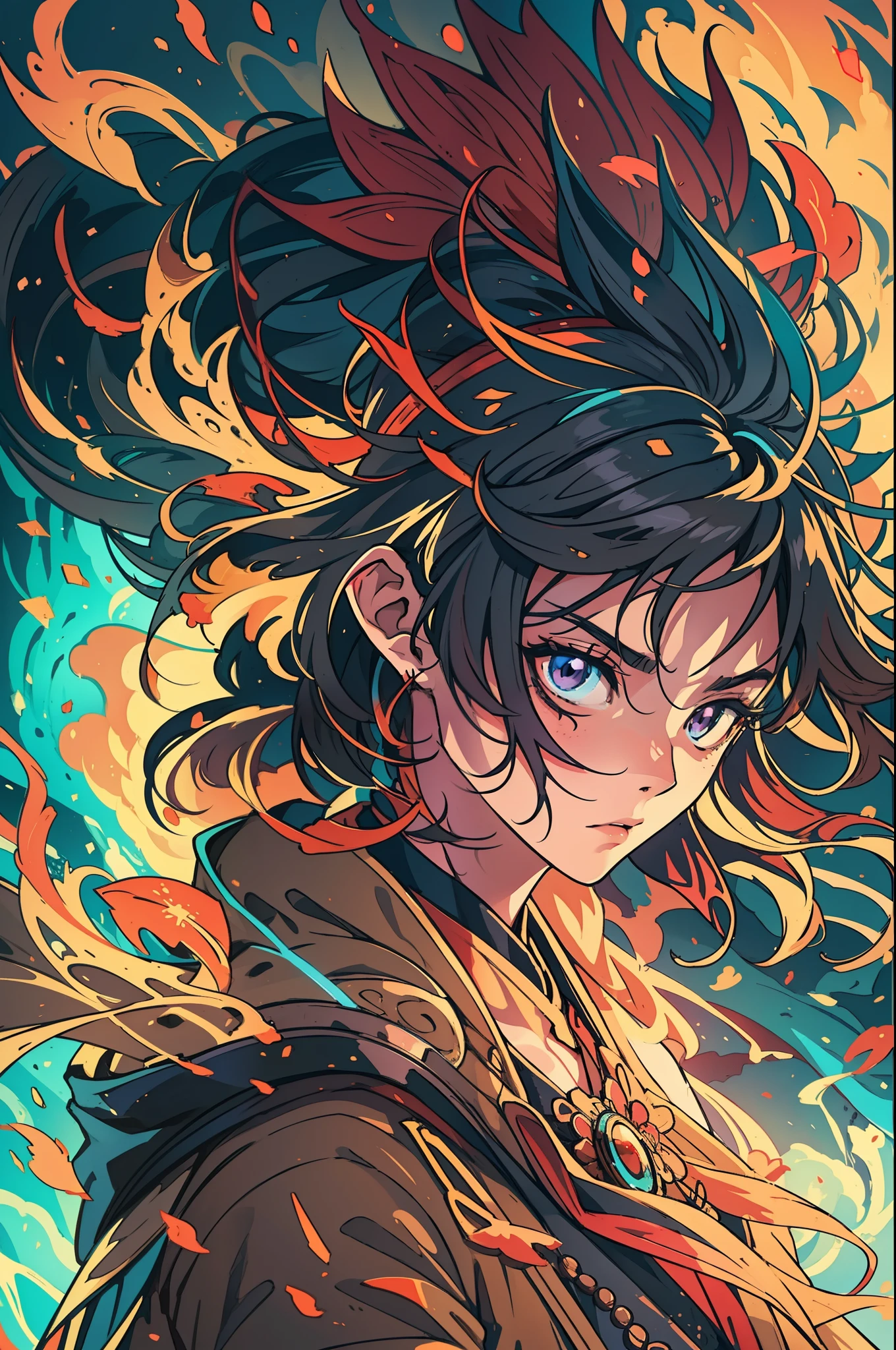 "Create a mesmerizing, high-definition artwork in an anime style featuring a captivating smoke background. Emphasize vibrant colors, intricate details, and a wide angle perspective. Enhance the composition with soft lighting and elements of fantasy."