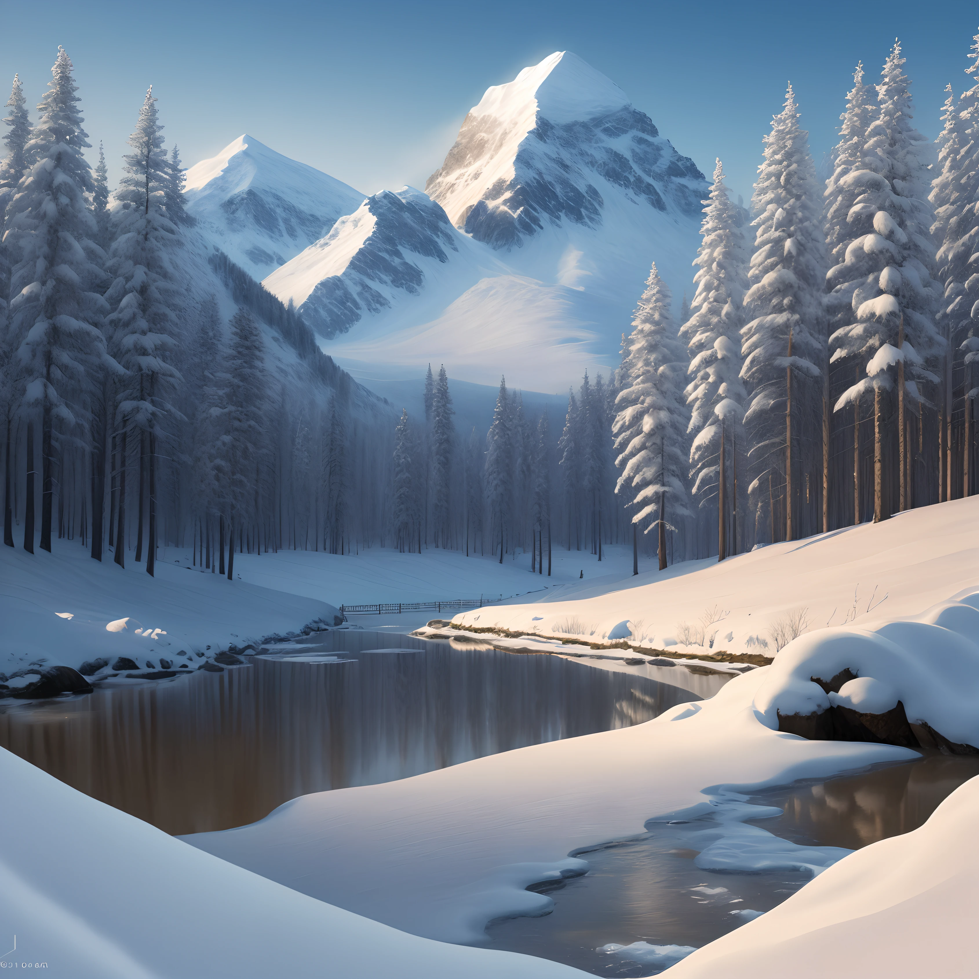 Generate images on the theme: Winter landscape