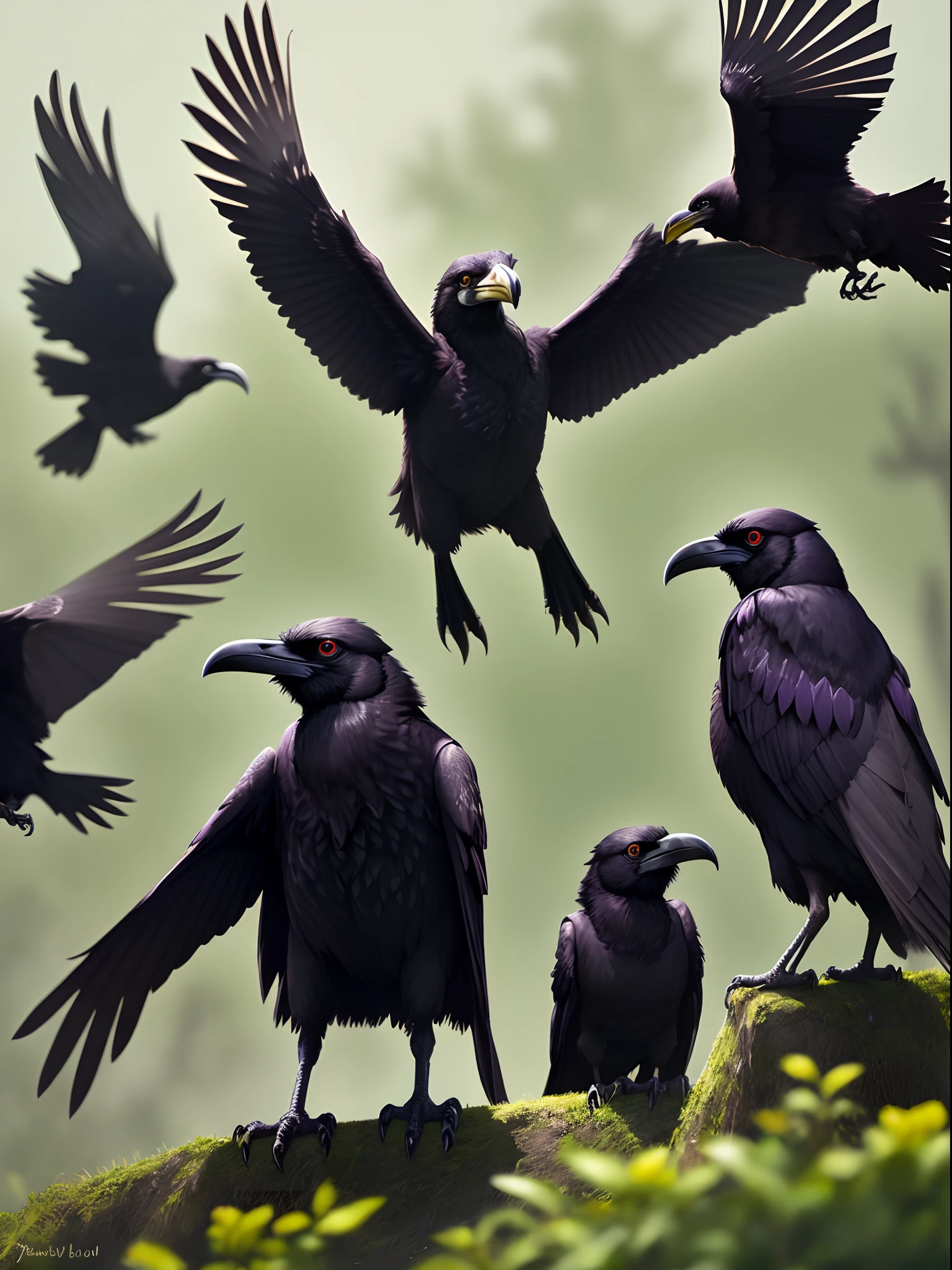 cawing ravens