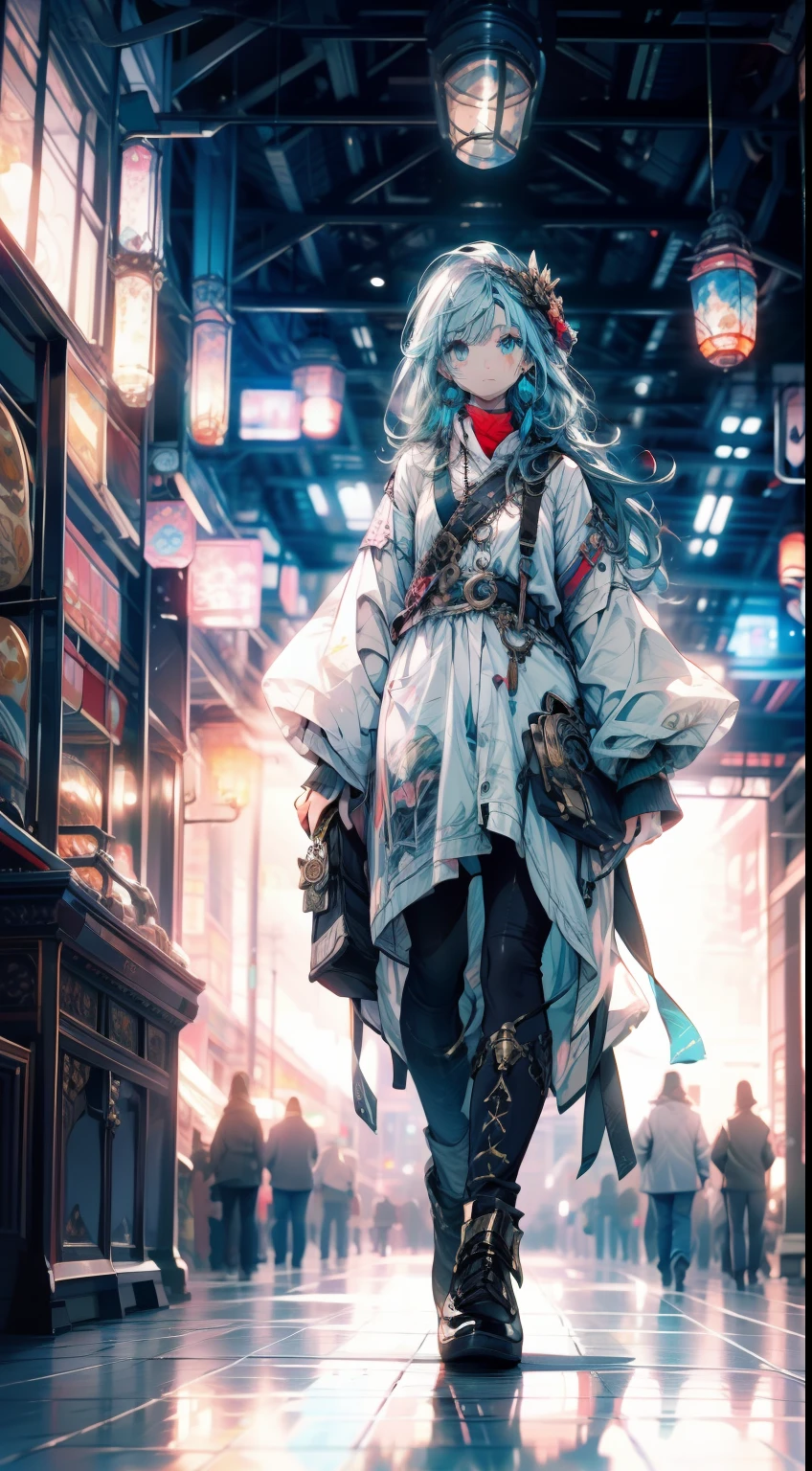 Works of masters,Best image quality,Higher quality,high detal,超高分辨率,s the perfect face,exquisite facial features,Seven-doppelganger shot,a beauty girl, Expressionless, Long hair, White hair, Double up braid, standing, aqua eyes, Drop earrings, Castle, Sleeves_passado_Fingers, hair pin, heartthrob, offcial art, Masterpiece,Roman Art and Architecture,Dreamy,Weird,1girl,steampunc