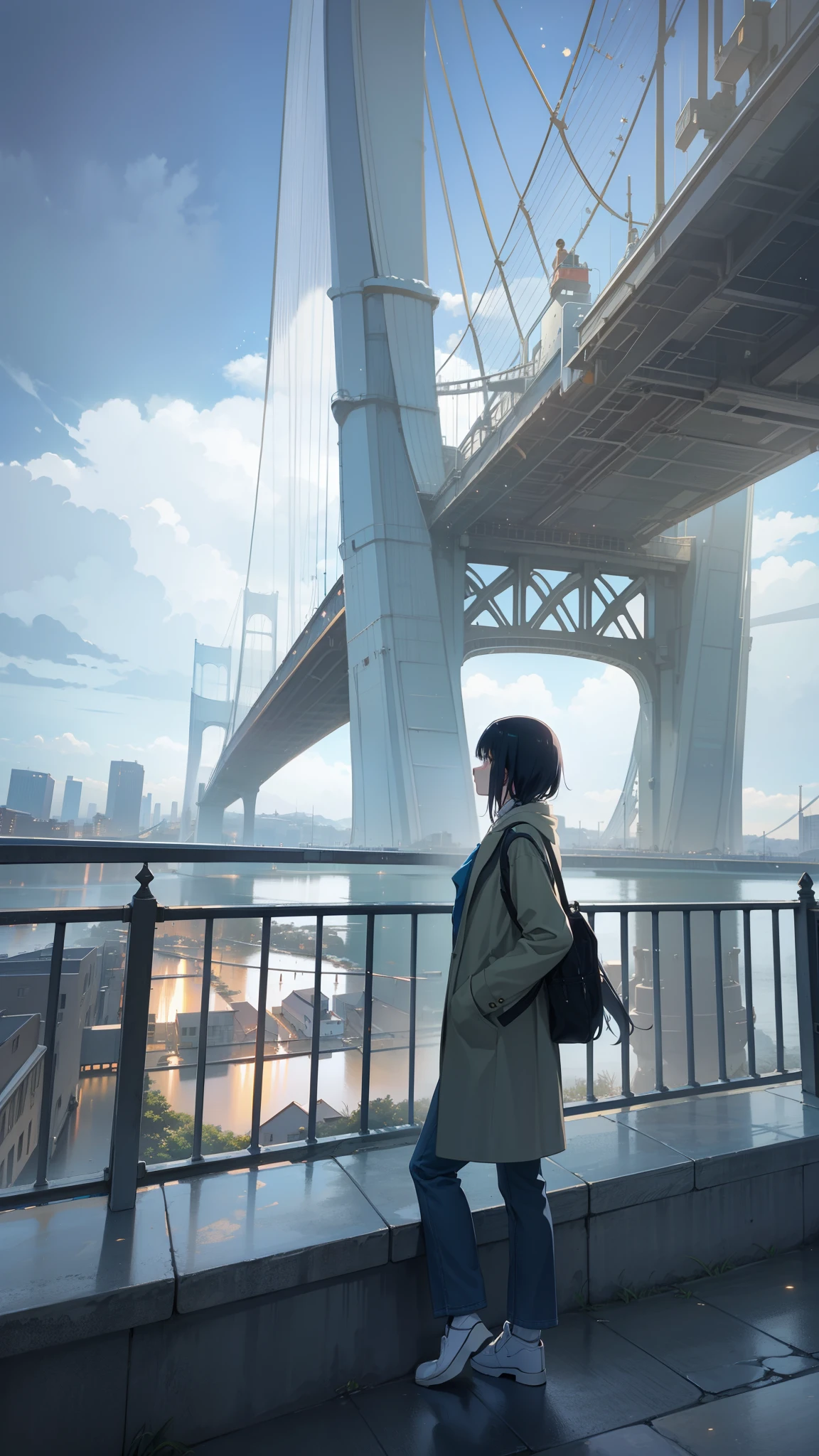 High quality masterpiece, landscape, anime train passing through bodies of water on tracks, bright starry sky. Romantic train, pixiv, concept art, lofi art style, reflection. by Makoto Shinkai, lofi art, Beautiful anime scene, Anime landscape, detailed scenery —width 672, in style of Makoto shinkai, style of Makoto shinkai, enhanced details.
