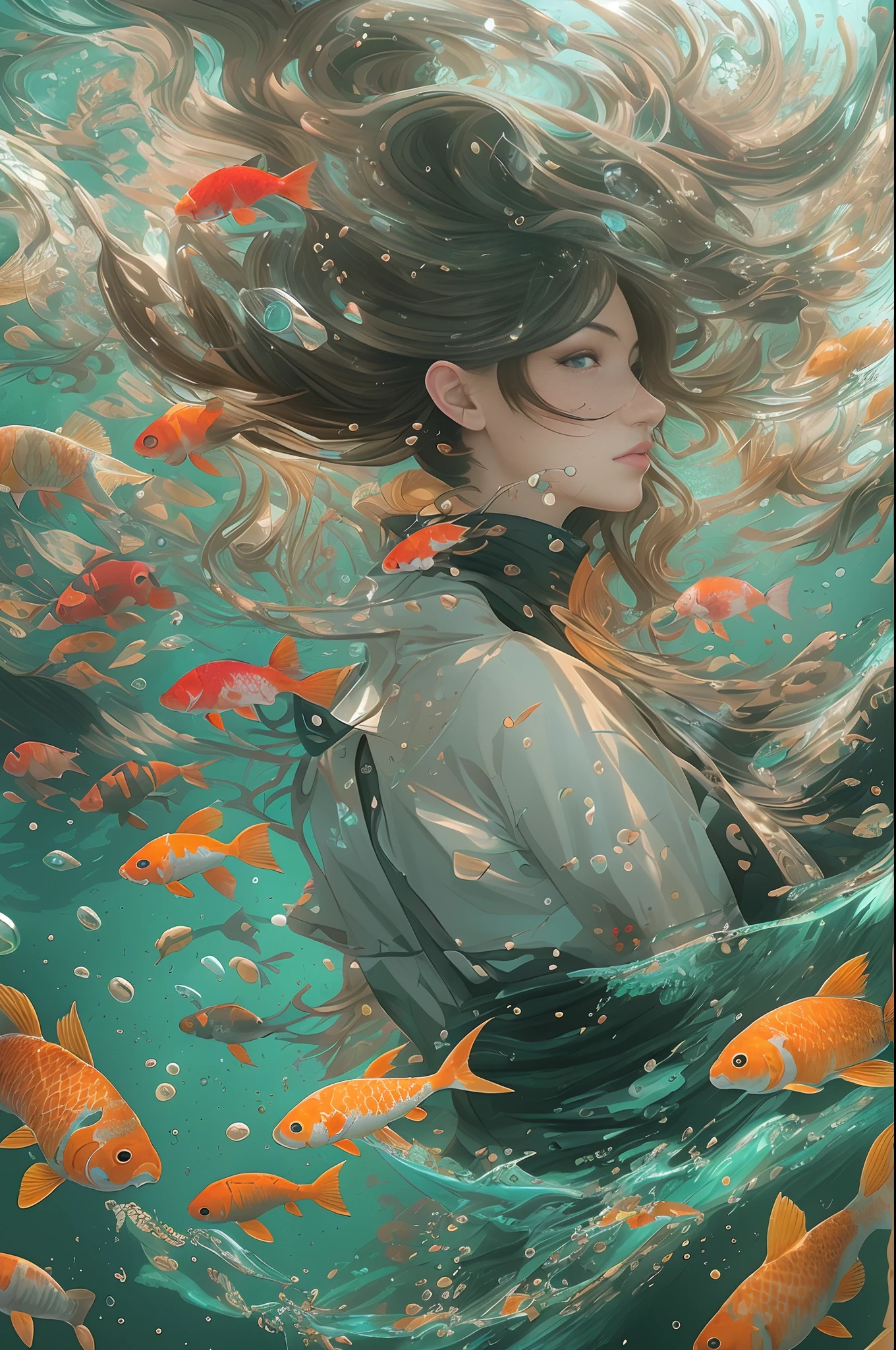 ModelShoot style, (Extremely detailed Cg Unity 8K wallpaper), A chaotic storm of intricate liquid smoke in the head, Stylized abstract portrait of beautiful girl, wetted skin,Koi,Beautiful koi,Flocks of koi,carp,Strange shaped corals,ocean floor,Beautiful coral reef in the background,Rochas,Marine life,colorful coral reef,author:Petros Afshar, ross tran, tom whalen, Peter Mohrbacher, Art germ, Broken glass, ((bubbly underwater scenery)) Radiant light octane rendering is highly detailed, inspired by Yanjun Cheng, Beautiful digital artwork, Guviz-style artwork, 4k highly detailed digital art, Beautiful digital illustration, Cute detailed digital art, stunning digital illustration, A beautiful artwork illustration, Exquisite digital illustration, 4K detailed digital art,
waiting to start