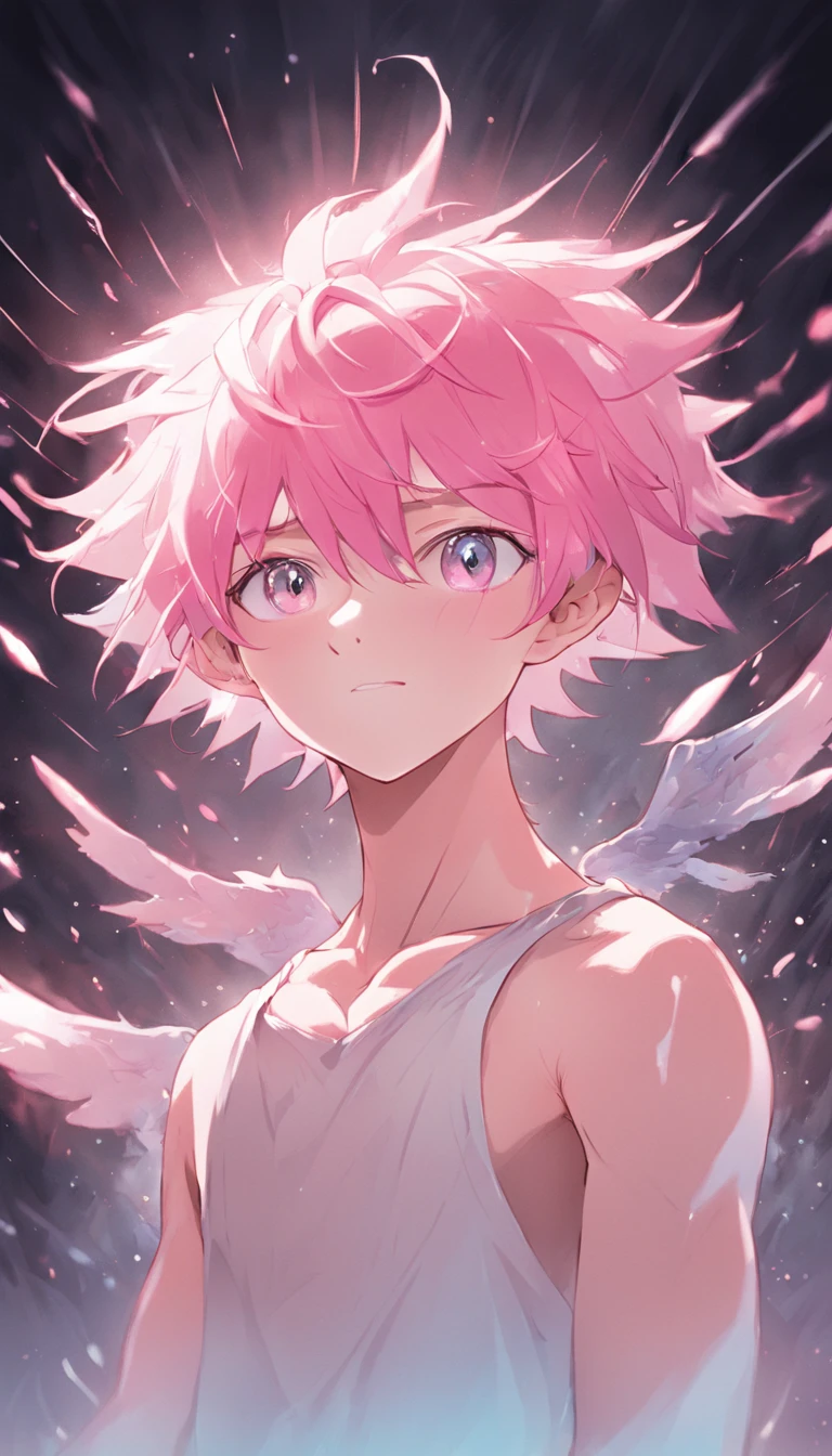 (masterpiece, best quality),Male children,nakeness,A pink-haired,A young boy with,younge boy,Kid's face,adolable,infancy,Young age,Short round face,Flat chin,children's,infancy,(Kid's face),Land of Crystals,ice field,Pink belly hair,Pink chest hair,Pink pubic hair,Young age,Flat chin,The body is covered with black feathers,Fine face in detail,Clean skin,White men's briefs,musculous,pink short hair,Bright Hair,White eyes,Keep your eyes wide open,nakeness,White briefs,White briefs,Pectoralis abdominal muscles,being thin,Strong and well-developed muscles,Butterflies with feather-like wings shimmer with crystal-like brilliance,Bright and vivid colors,(depth of fields:1.2),Positive audience,looking at viewert,Black feathers fall on the body,the night,Holy,Light-sensitive,byself