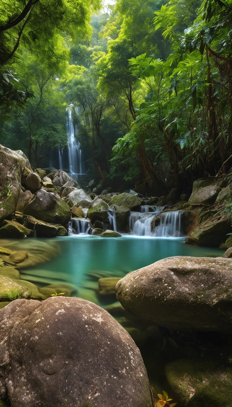 In an idyllic setting, Nature harmoniously reveals all its beauty. Crystal clear streams gently meander through the landscape, Its clarity, Refreshing water sparkles in the sun. Along its banks, Lush vegetation creates a natural carpet, The majestic trees lean gracefully,Drink from the water that flows through.
A corner of this natural paradise, The waterfall falls subtly from the rocky slope, Create soft, A soothing symphony,The water kisses the surface of the water below. The soothing sound of running water fills the air with a sense of tranquility, Invites contemplation and relaxation.
When the sun shines in the blue sky, A true natural wonder comes to life with the presence of butterflies. colorful、Vibrant wings, They danced in the air, Float elegantly among the flowers that dot the environment. His delicate and joyful movements in the landscape,Examining a feeling of freedom and purity。.
The air is filled with the scent of wildflowers,Take care of the surroundings, Add fragrance to the environment with the presence of sweetness. sunlight passing through foliage, Create soft shadows and light contrasts, Give the place a magical atmosphere.
It is a place of refuge and peace, Wildlife and nature are intertwined,Choreographed harmoniously. A place to forget the troubles of the outside world, Soak up the tranquility of the environment,A deep connection with the essence of nature.