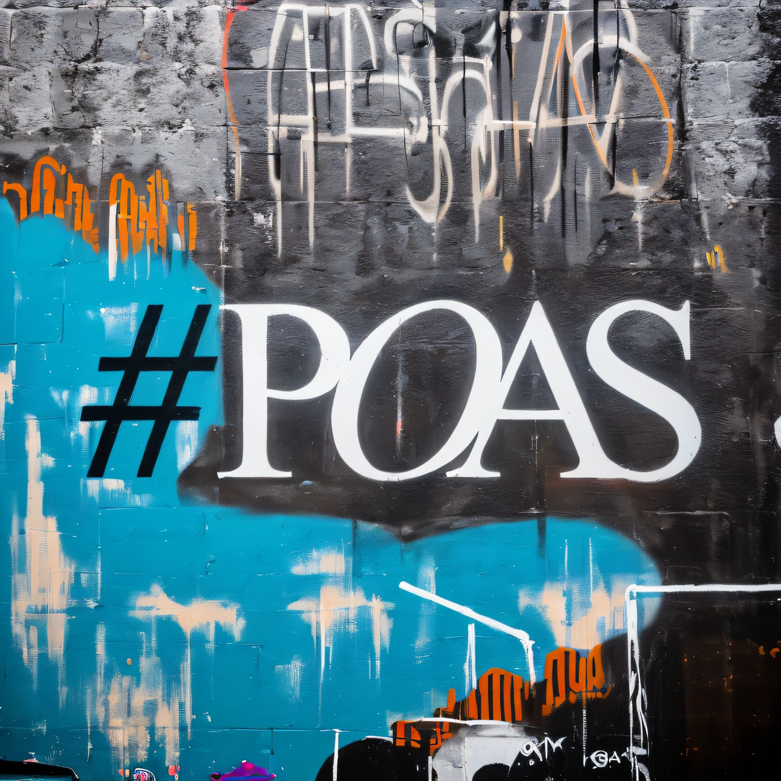 centerpiece of a gritty, urban graffiti mural. With the creative power of AI, blend red, white, and black hues to make my brand an integral part of the city's creative landscape