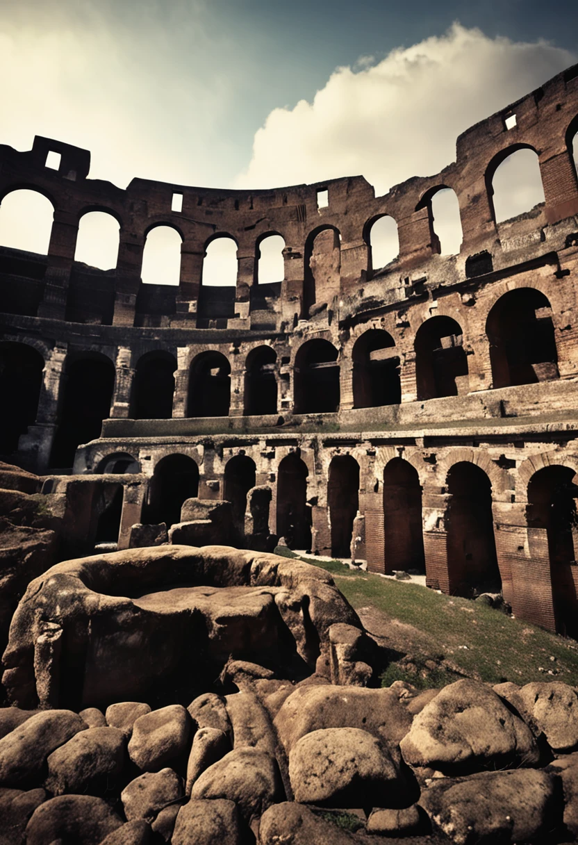 imagem colunas gregas antiga romano coliseum background escuro