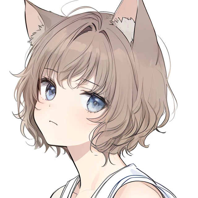 Orange hair，short and wavy hair，Cat-eared ager