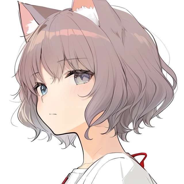 Orange hair,short and wavy hair,Cat-eared teenager
