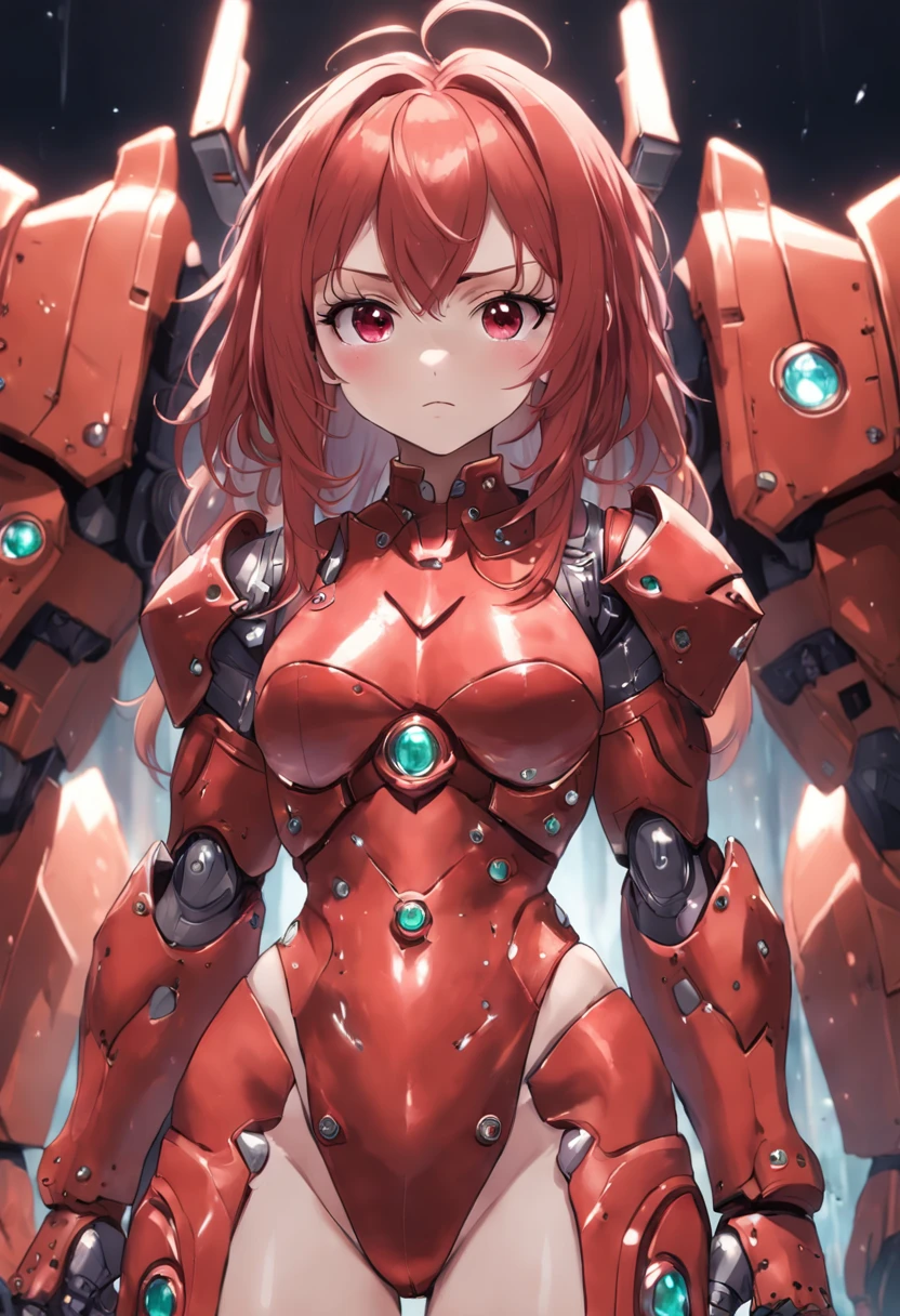 beautiful , ((red)), ((crystal power armor)), ((power knuckles)), the perfect body, ((perfect arms)), ((curvy shapes)), crystal hair