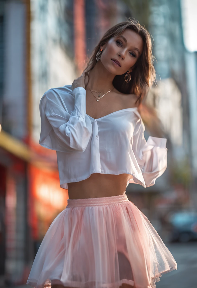 1 girl, (doggy-style),spread her legs, big ass, white transparent mini skirt, white crop top transparent+++
