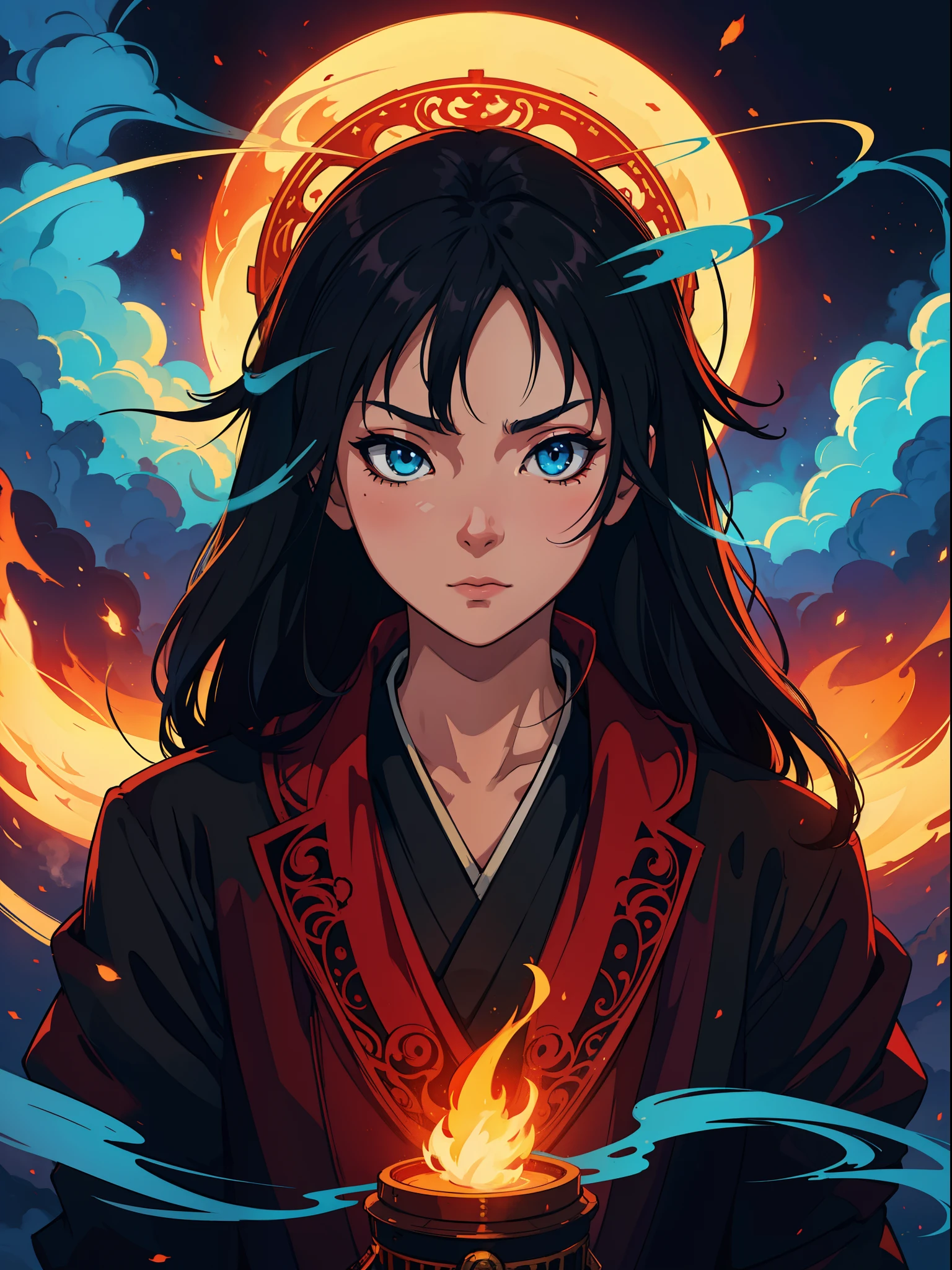 "Create a mesmerizing, high-definition artwork in an anime style featuring a captivating smoke background. Emphasize vibrant colors, intricate details, and a wide angle perspective. Enhance the composition with soft lighting and elements of fantasy."