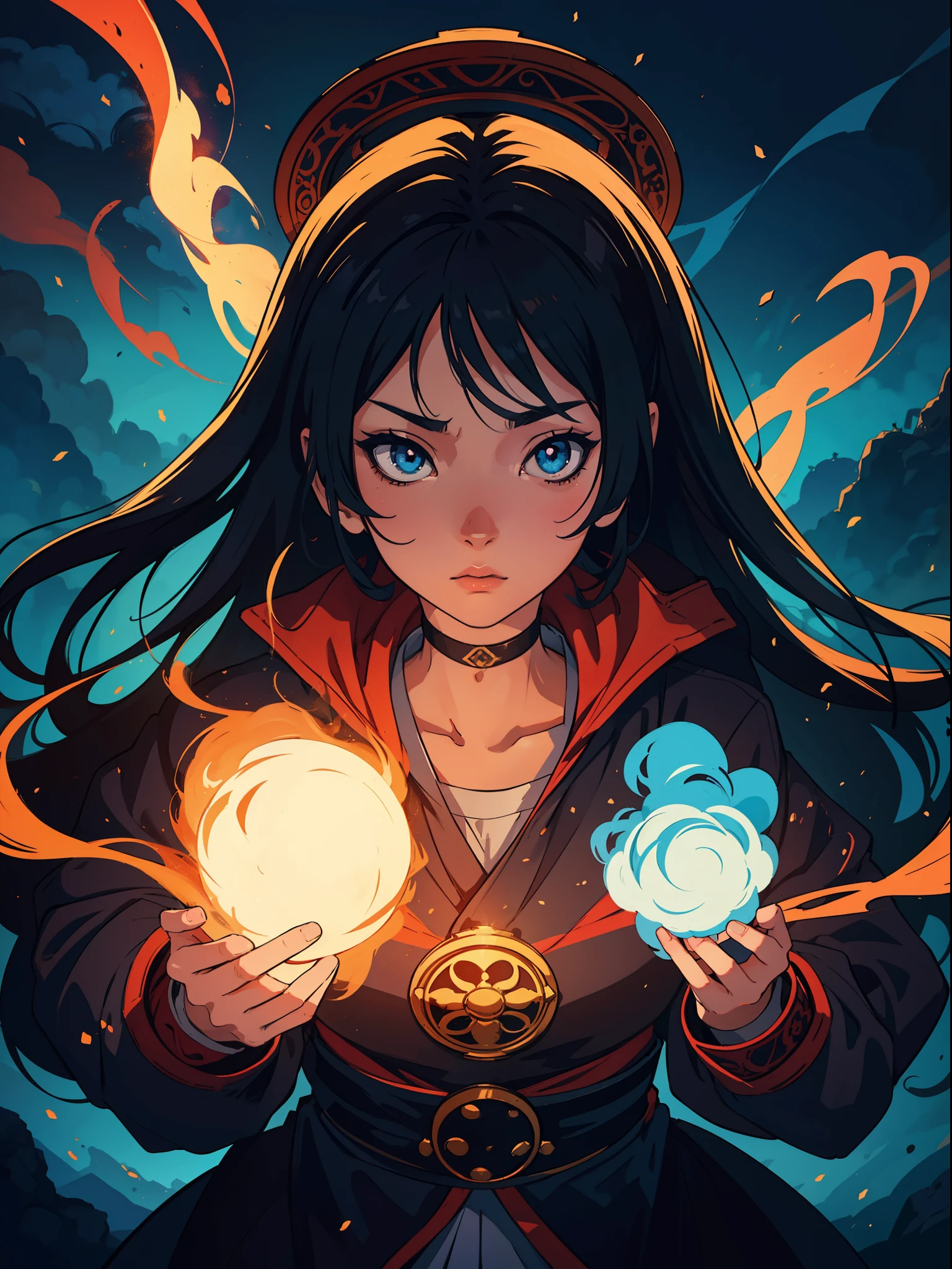 "Create a mesmerizing, high-definition artwork in an anime style featuring a captivating smoke background. Emphasize vibrant colors, intricate details, and a wide angle perspective. Enhance the composition with soft lighting and elements of fantasy."