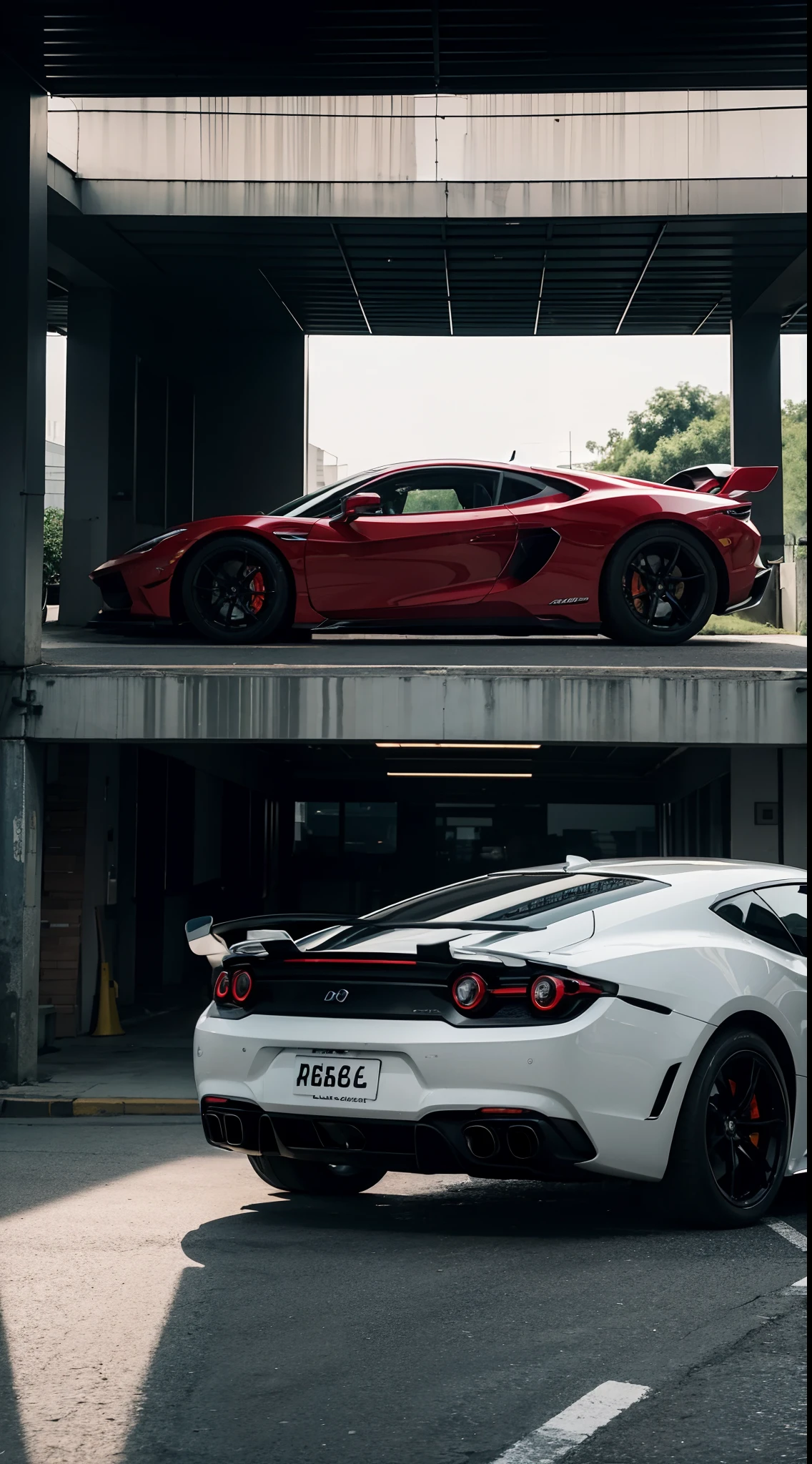 Next to the supercar，photographed，超高分辨率，high detal，hdr，Natural soft light，