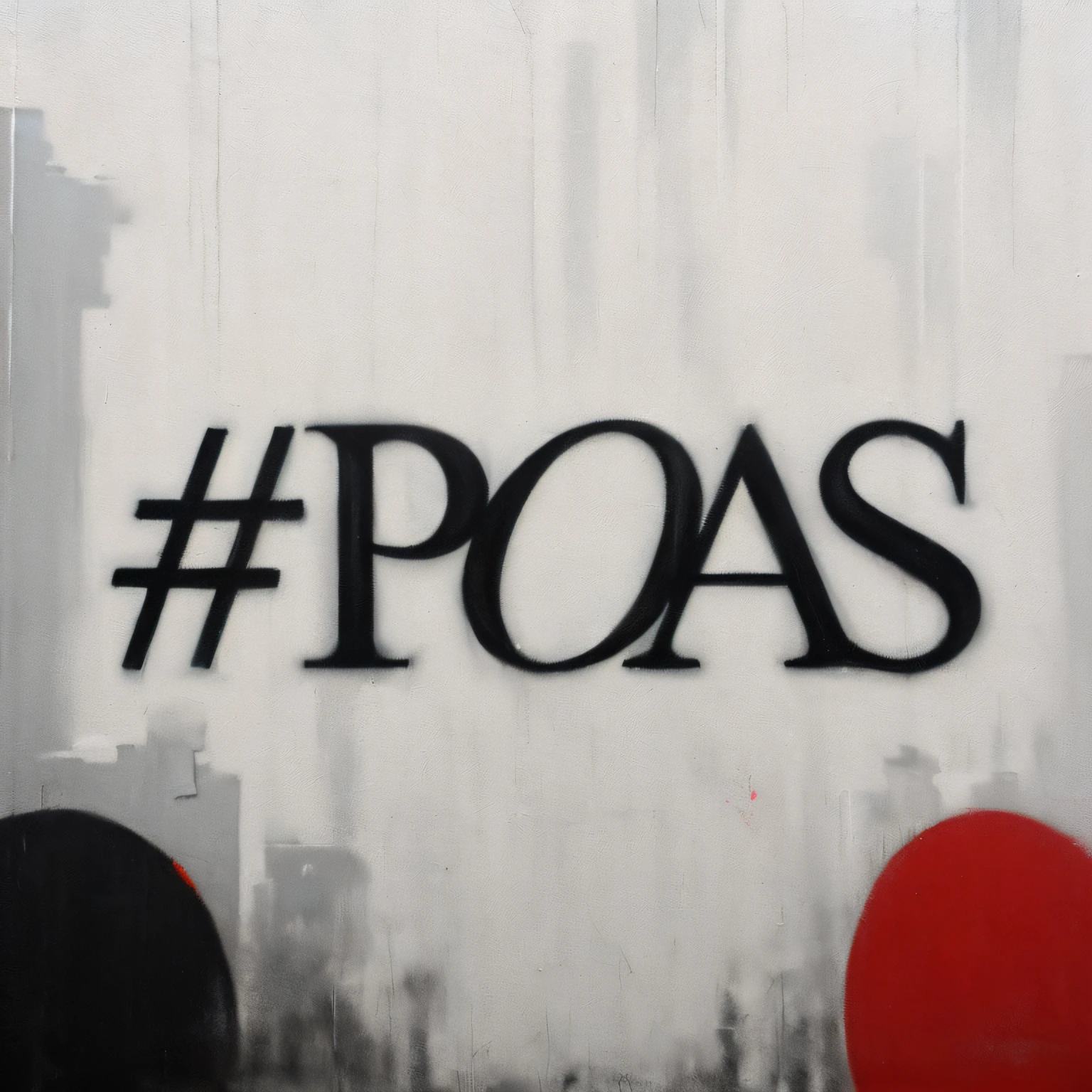 Urban landscape, graffiti, street wall structure like in a real city, realistic spray paint, red-white-black symphony