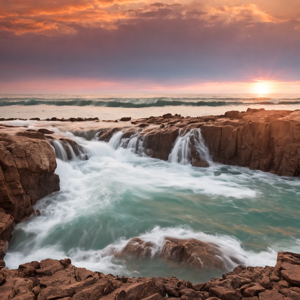 obra-prima, melhor qualidade, filme ainda, sea, ocean, waterfall, cloud space, floating into the sky, close-up, brilhante, feliz, Soft lighting and Warm, sun sunset, UNDER THE SEA VISION (Sparks: 0,7)