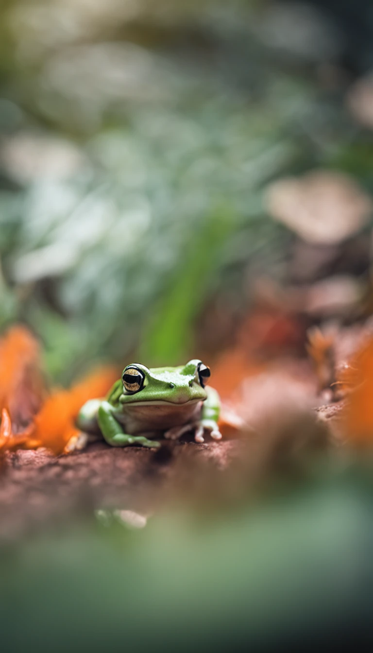 Close-up photo of a frog in the enchanted forest,Oversized close-up,Close-up strengthened,Eye focus,clean backdrop,depth of fields,largeaperture,photography of,during night,glowworm,volume fog,Halo,blooms,Dramatic atmosphere,at centre,the rule of thirds,200 mm 1.4F macro shooting