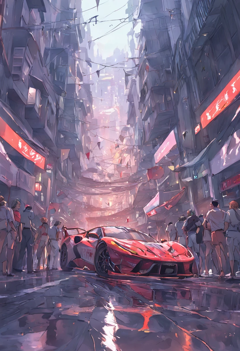 an Quority(ferrari 488 gt3)Racing cars race around the city of Rio de Janeiro，A breath of blood and speed