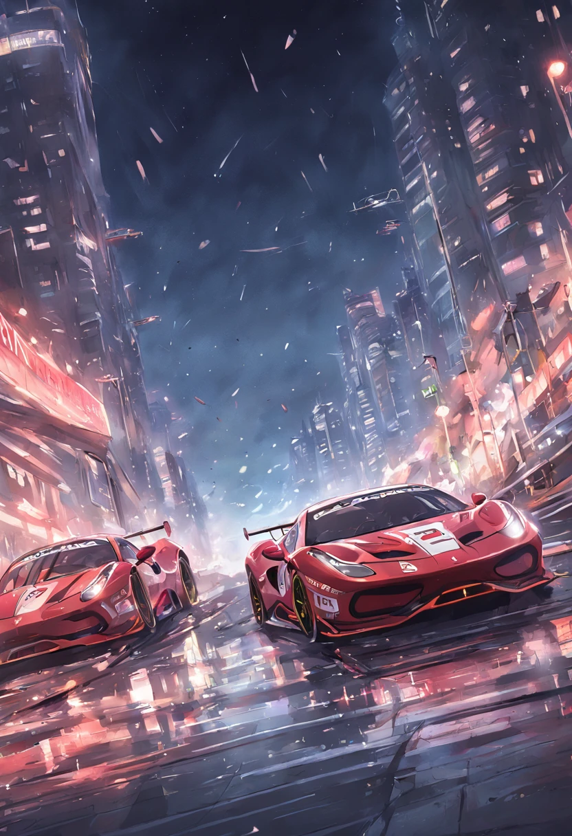 an Quority(ferrari 488 gt3)Racing cars race around the city of Rio de Janeiro,A breath of blood and speed