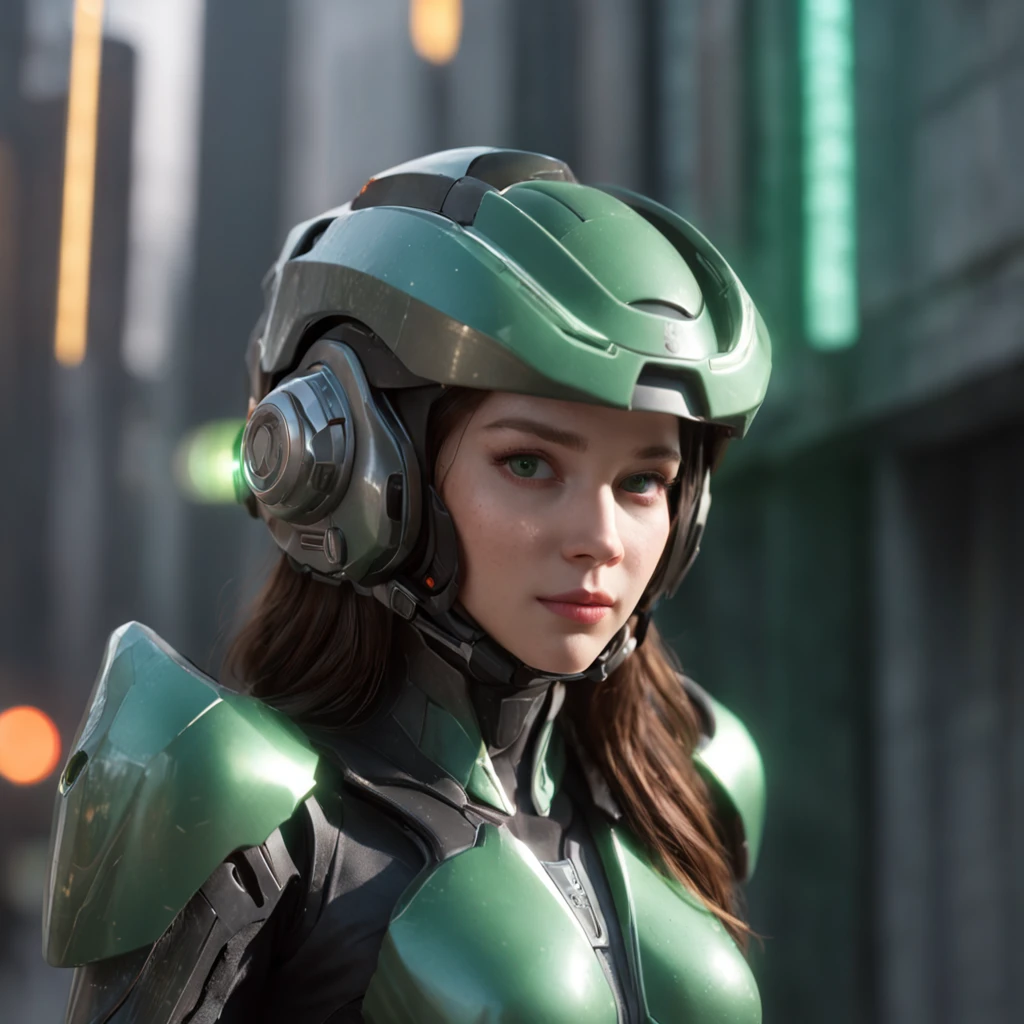 (Renderizado 3D profesional:1.3) de (realista:1.3) Highest image quality, outstanding details, ultra-high resolution, (realism: 1.4), the best illustration, favor details, highly condensed 1girl, with a delicate and beautiful face, dressed in a black and green mecha, wearing a mecha helmet, holding a directional controller, riding on a motorcycle, the background is a high-tech lighting scene of the future city., Pintura digital, Renderizado por Octane, Estaciones de arte, Concepto-Arte, Suave, foco nítido, 插圖, Arte Germen, (loish:0.23), WLOP Ilya Kuvshinov, y Greg Rutkowski y Alphonse Mucha gracias, (global ilumination, Luz de estudio, Light Volumetric), fuertes lluvias, particles floating, LotR, fantasy, Once, cuerpo completosbian, ((Fondo oscuro y antiguo de la ciudad:1.3)),CGSesociety,Estaciones de arte