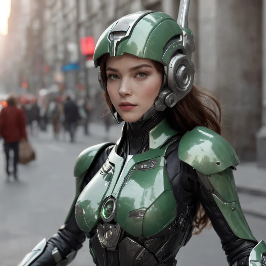 (Renderizado 3D profesional:1.3) de (realista:1.3) Highest image quality, outstanding details, ultra-high resolution, (realism: 1.4), the best illustration, favor details, highly condensed 1girl, with a delicate and beautiful face, dressed in a black and green mecha, wearing a mecha helmet, holding a directional controller, riding on a motorcycle, the background is a high-tech lighting scene of the future city., Pintura digital, Renderizado por Octane, Estaciones de arte, Concepto-Arte, Suave, foco nítido, 插圖, Arte Germen, (loish:0.23), WLOP Ilya Kuvshinov, y Greg Rutkowski y Alphonse Mucha gracias, (global ilumination, Luz de estudio, Light Volumetric), fuertes lluvias, particles floating, LotR, fantasy, Once, cuerpo completosbian, ((Fondo oscuro y antiguo de la ciudad:1.3)),CGSesociety,Estaciones de arte