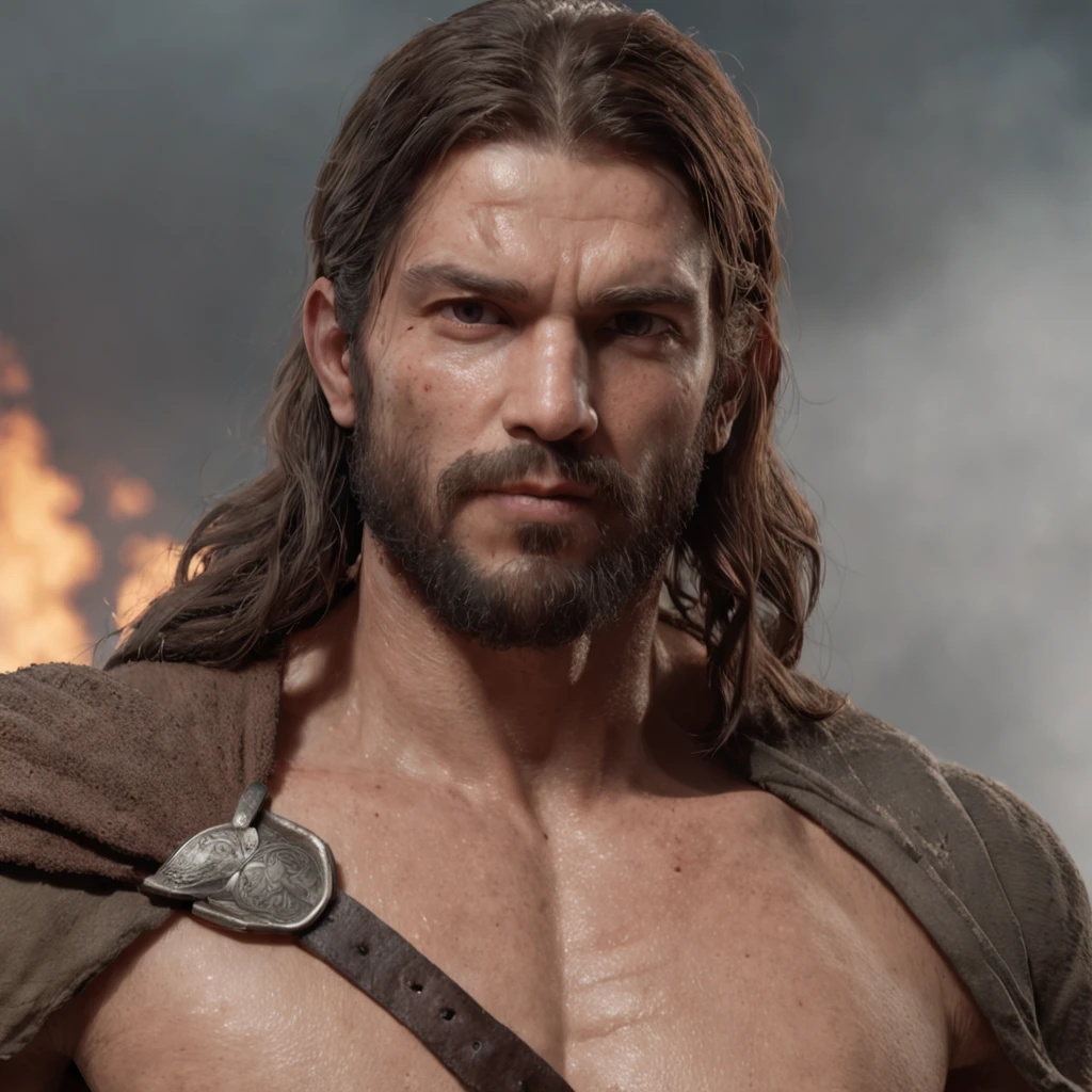 (Professional 3D rendering:1.3) de (Realistic:1.3) Foto de arte mais bonita do mundo,Features soft, bright male heroes, ((Epic hero fantasy rough muscular man wet hero angry look long hair short beard and fierce expression in dynamic pose, fantastic location, majestoso ambiente desordenado)), corpo inteiro 8k unidade render, action shot, poros da pele, very dark lighting, sombreamento pesado, circunstanciado, Rosto detalhado, (vibrante, fotogrdeia realista, Realistic, Dramatic, Escuro, foco nítido, 8k), (Old leather clothes damaged by bad weather:1.4), ((((Use peles)))), (intrincado:1.4), decadente, (altamente detalhado:1.4), pintura digital, rendering by octane, art stations, Conceito-Arte, liso, foco nítido, illustration, germe da arte, (Loish:0.23), Wlop Ilya Kuvshinov, e Greg Rutkowski e Alphonse Mucha Gracias, (global ilumination, studiolight, Light Volumetric), chuva forte, floating particles, patife, fantasia, Onze, corpo inteiroesbian, ((Fundo escuro e antigo da cidade:1.3)),CGSesociedade,art stations