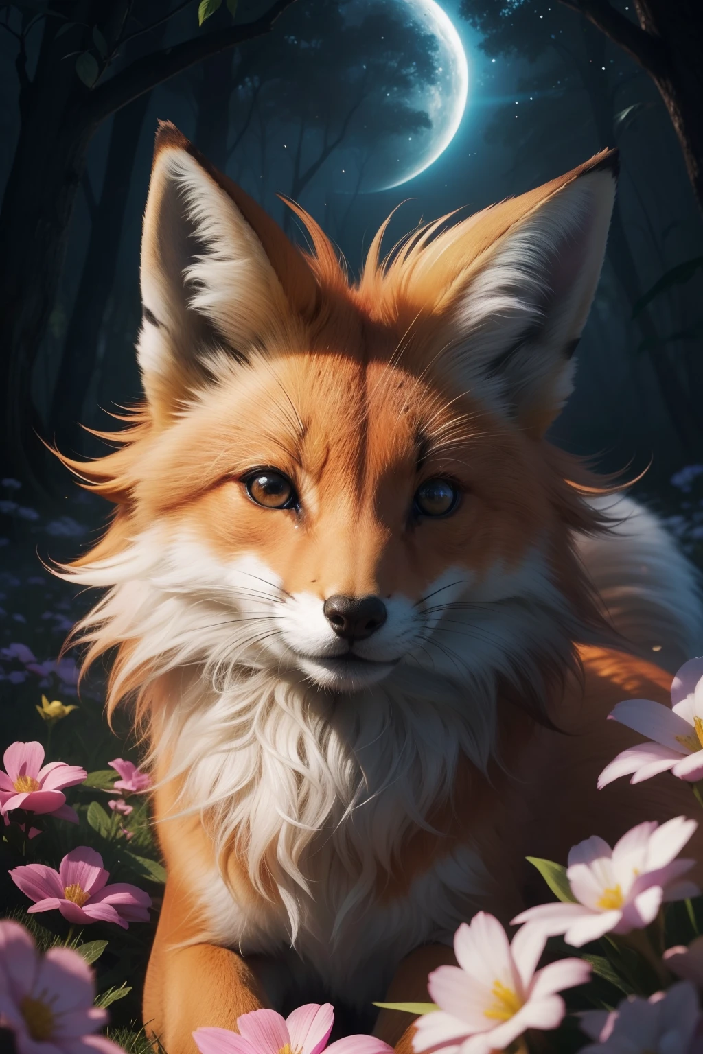 Raposa com pelo decores vivas iriscente, olhos brilhantes e cauda com pelo luminescente, ethereal fox, raposa digital iriscente, arte de fantasia digital colorida, arte digital luminescente, Arte digital altamente detalhada em 4k, 8k arte impressionante, Arte bonita UHD 4K, Arte digital detalhada em 4k,