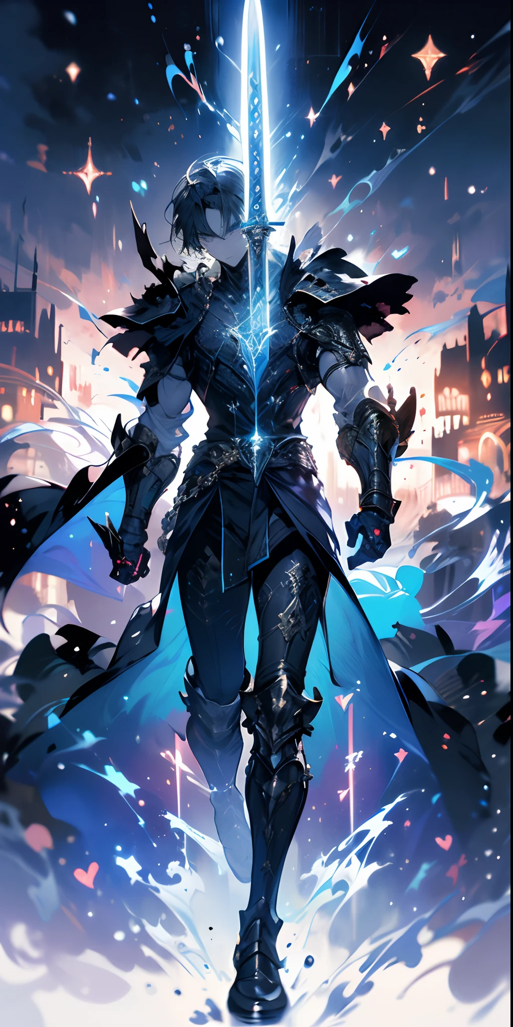 Once upon a time, in a mystical land filled with legends and enchantment, a man with striking white hair and piercing red eyes stood proudly in the grand hall of a majestic castle. He was adorned in legendary armor, a combination of deep crimson and obsidian black, which seemed to radiate power and strength.
This enigmatic figure possessed a special gift that set him apart from the ordinary inhabitants of the realm. In his hand, he wielded a magnificent magic sword, its blade shimmering with an ethereal glow. The very essence of the sword seemed to dance with ancient enchantments, ready to unleash its mystical might upon any foe that dared to cross its path.
As the man stood in the castle, his magic sword emitted a soft hum, a sign that it was ready for action. But instead of clasping onto it firmly, he merely extended his arm towards the sword, and with a flick of his wrist, the blade detached from its hilt and began to hover in the air, trailing behind him like a loyal companion.
With his remarkable powers, the man moved with grace and swiftness through the castle's corridors, his stunning armor reflecting the flickering torchlight. As he traversed the ancient halls, the castle seemed to come alive, responding to his presence. Tapestry rustled, and the very stones whispered tales of his heroic deeds.
In the heart of the castle, a confrontation awaited the man. A sorcerer of great malevolence had taken hold of the castle walls, spreading darkness and chaos throughout the land. Determined to bring peace back to his realm, the man with white hair and red eyes marched forward, his magic sword flying alongside him.
As he entered the sorcerer's lair, the air crackled with raw power. The sorcerer, cloaked in shadows, sneered upon seeing the armored figure standing before him. He knew not of the might and determination of the man who dared to challenge him.
With a flick of his wrist, the man unleashed the full potential of his magic sword. It soared through the air,