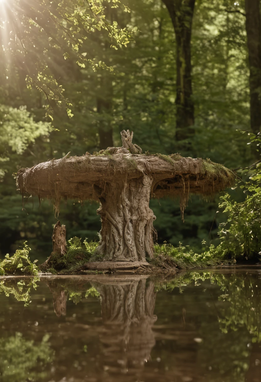 (Light magic:1.2), (Grim:1.1) forest, springtime, (Intricate details), A mirror-like lake，(ultra - detailed), 8k hdr, high detal, A lot of detail, High quality,Tyndall effect， (Colored:1.3)