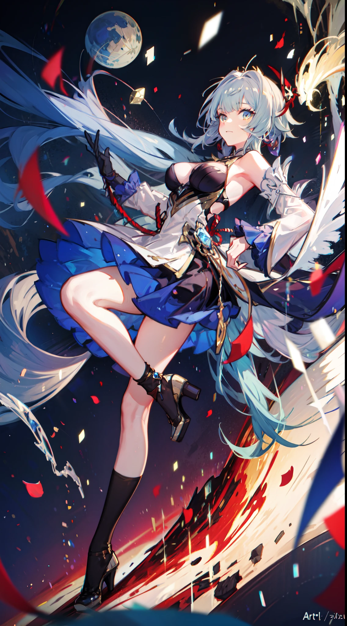tmasterpiece, High- sharpness, Best quality at best, 1 girl pouts shyly, kamisato_ayaka, The palmistry screen is with both hands behind your back