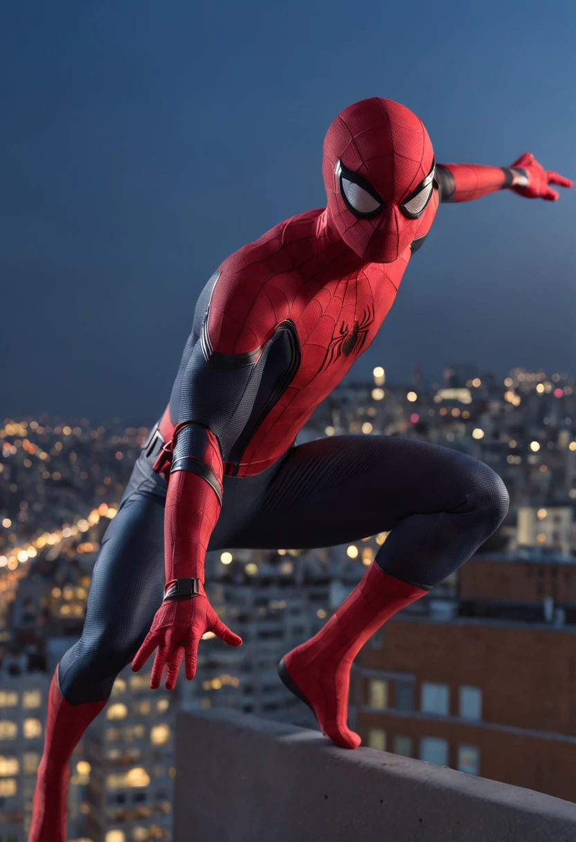 (Masterpiece, 4k resolution, ultra-realistic, very detailed), (White superhero theme, charismatic, there's a girl on top of town, wearing Spider-Man costume), full body, (blue eyes:1.2), ((Spider-Man pose),show of strength, jumping from one building to another), ((sandy urban environment):0.8)| (cityscape, at night, dynamic lights), (full moon))] # Explanation: The Prompt mainly describes a 4K painting of ultra-high definition, very realistic, very detailed. It shows a superhero at the top of the city, wearing a Spider-Man costume. The theme in the painting is a white superhero theme, the male protagonist In terms of portraying the actions of superheroes, spiders are employed