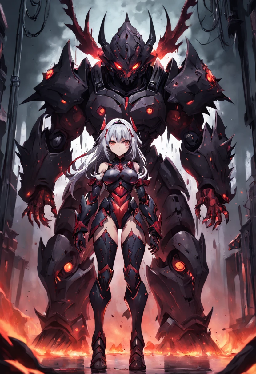 monster girl, ((dark)), ((blood power armor)),