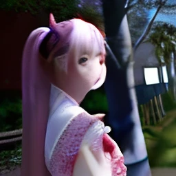 anime girl with long pink hair and a tie standing in a park, pink twintail hair and cyan eyes, in the anime film, anime moe artstyle, madoka kaname, anime character, mirai nikki, female anime character, as an anime character, anime girl named lucy, best anime character design, anime visual of a cute girl, an anime girl